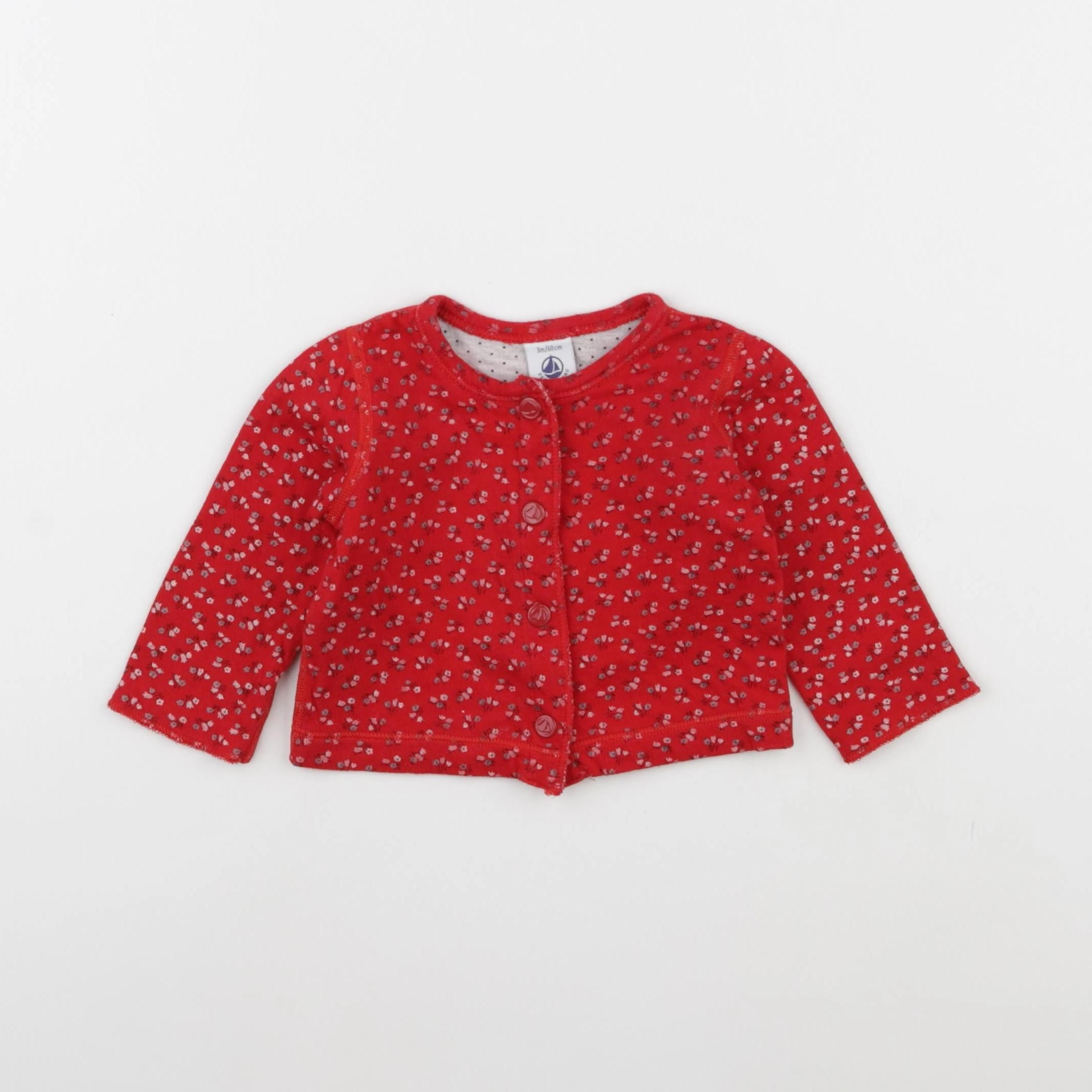 Petit Bateau - sweat rouge - 3 mois