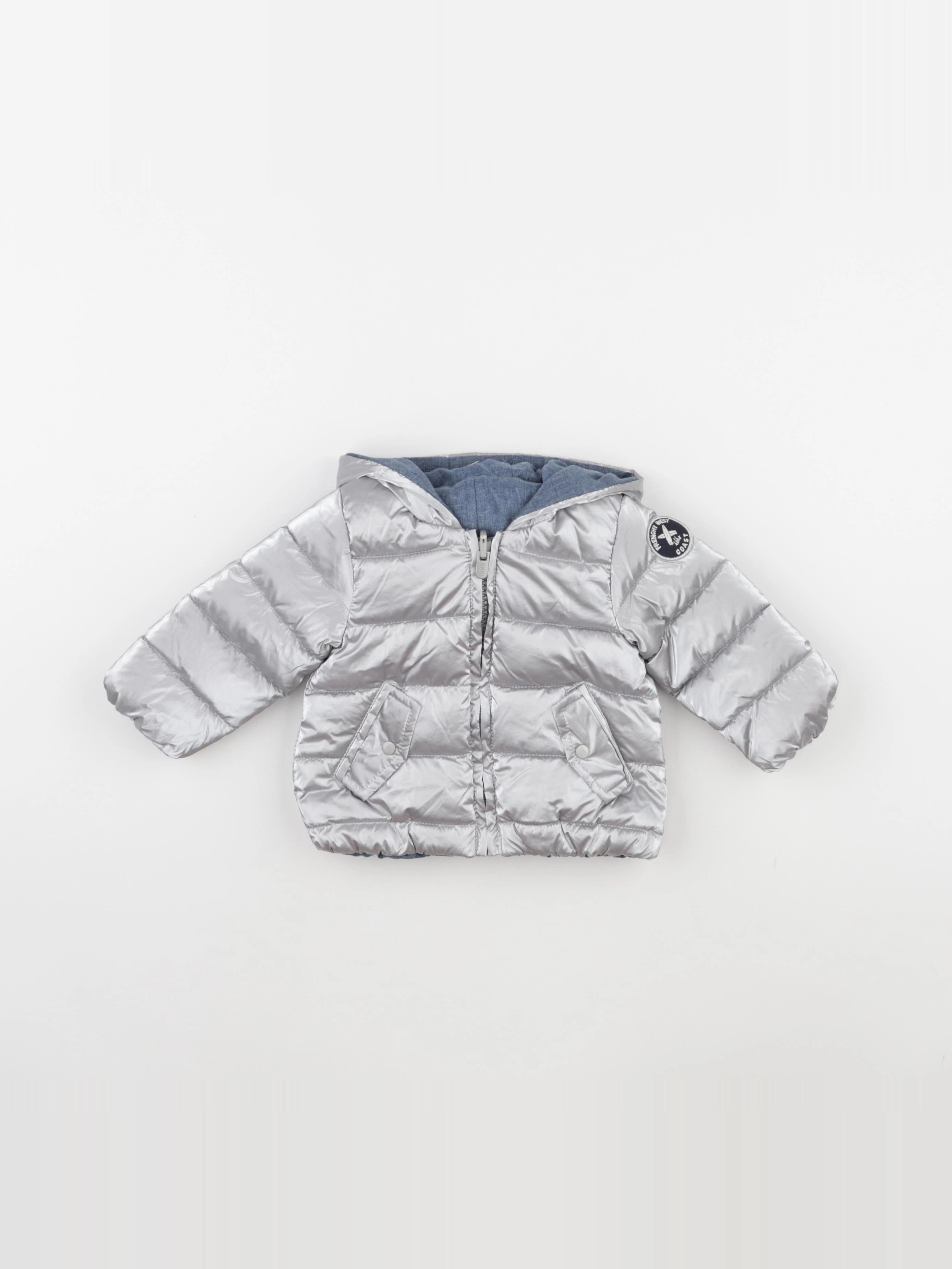 IKKS - veste réversible argent, bleu - 6 mois