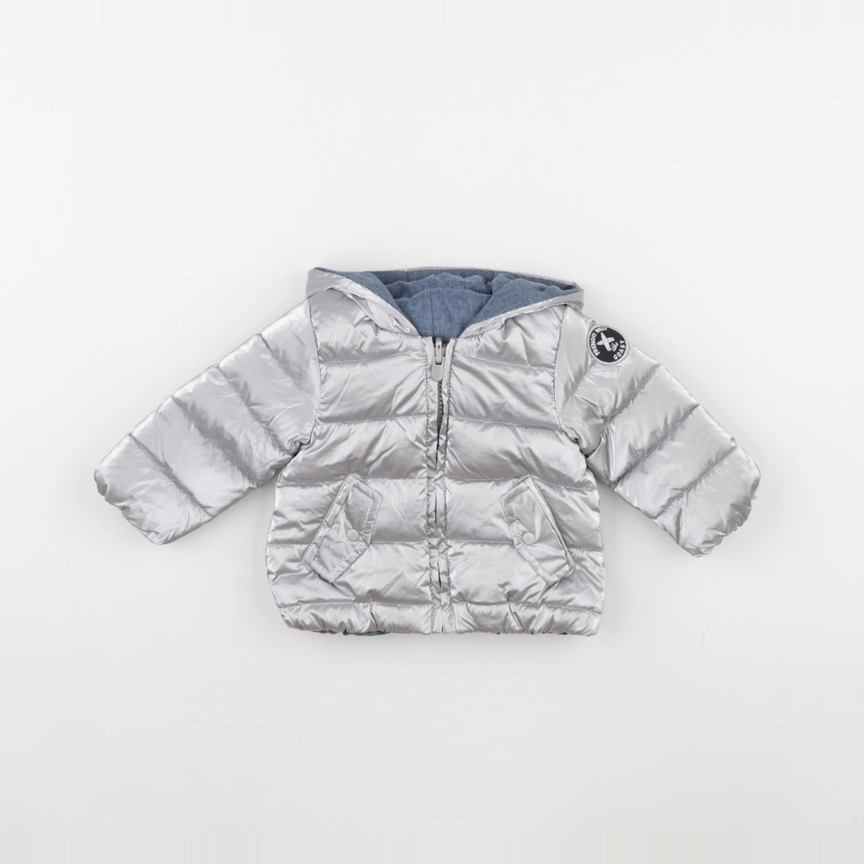 IKKS - veste réversible argent, bleu - 6 mois