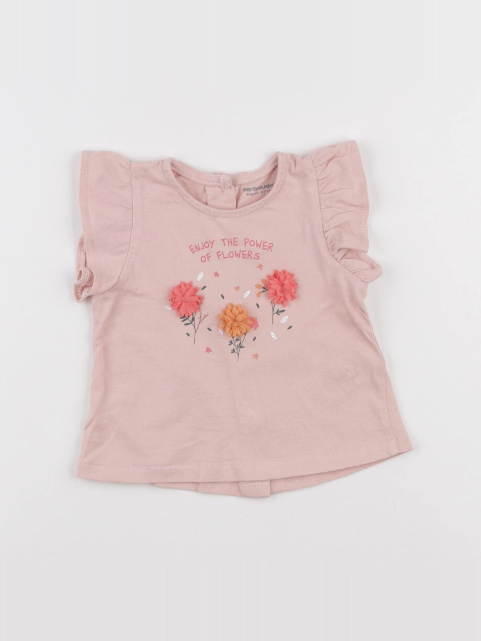 Vertbaudet - tee-shirt rose - 6 mois