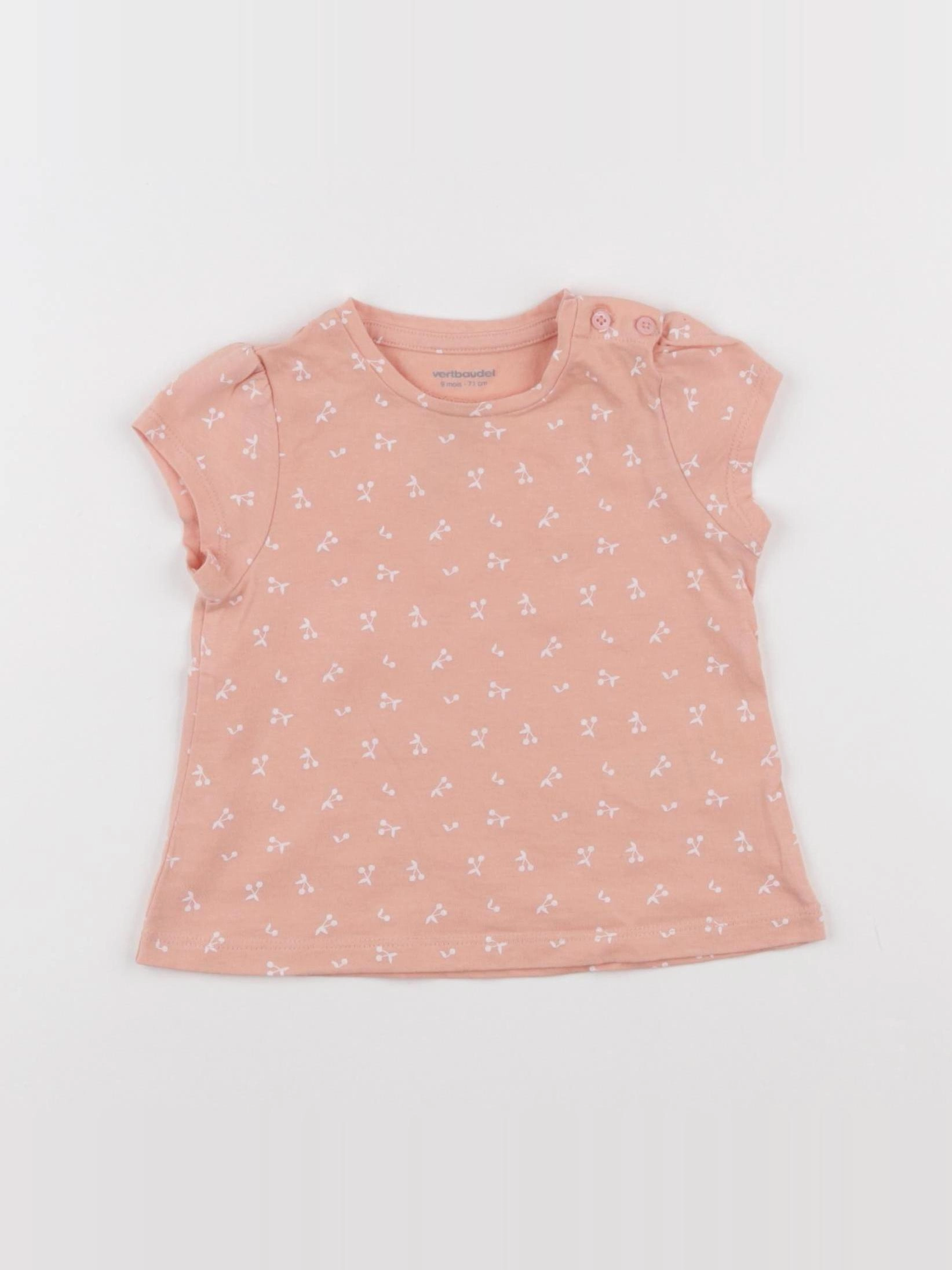 Vertbaudet - tee-shirt rose - 9 mois