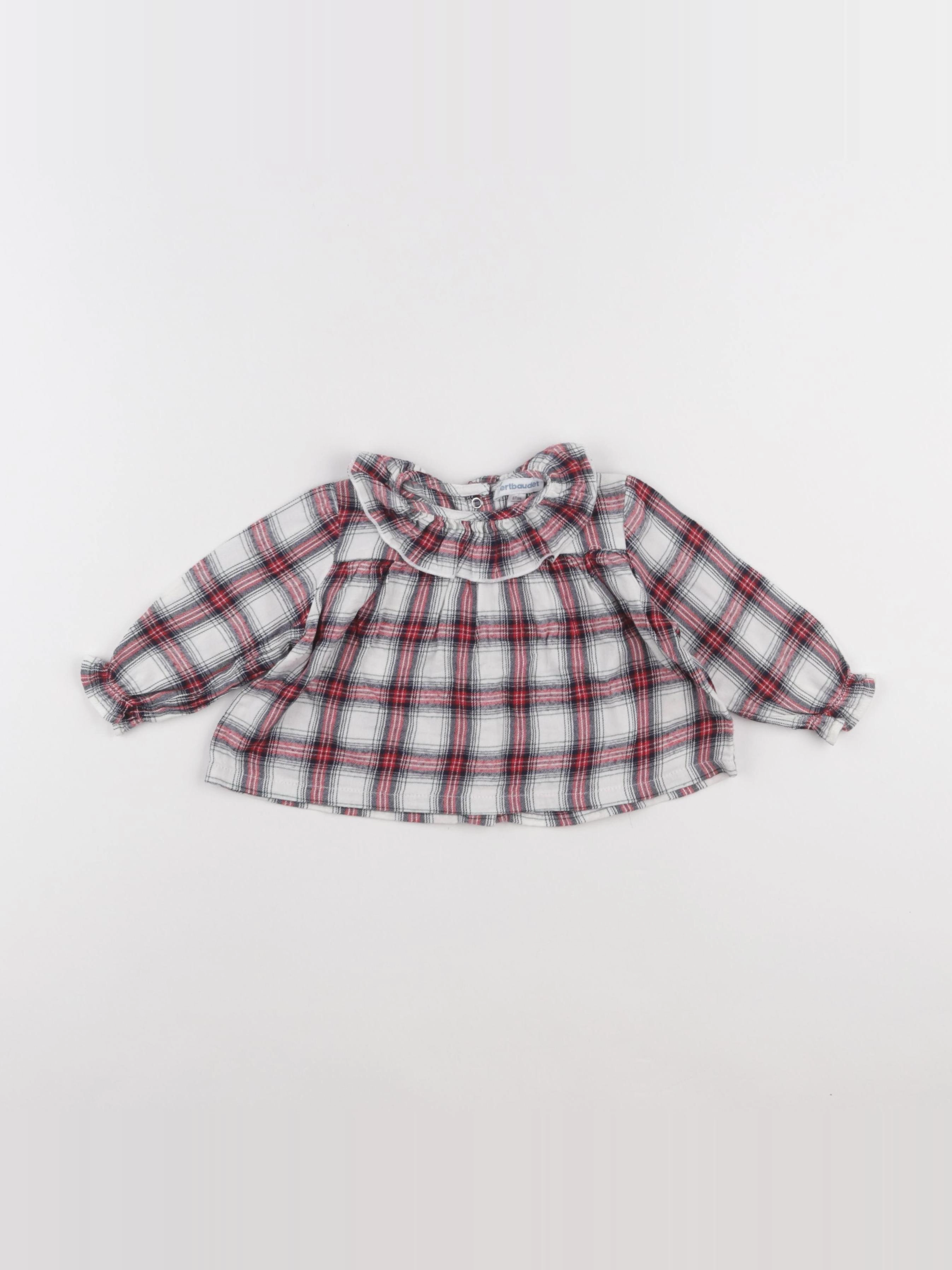 Vertbaudet - blouse blanc, rouge - 9 mois