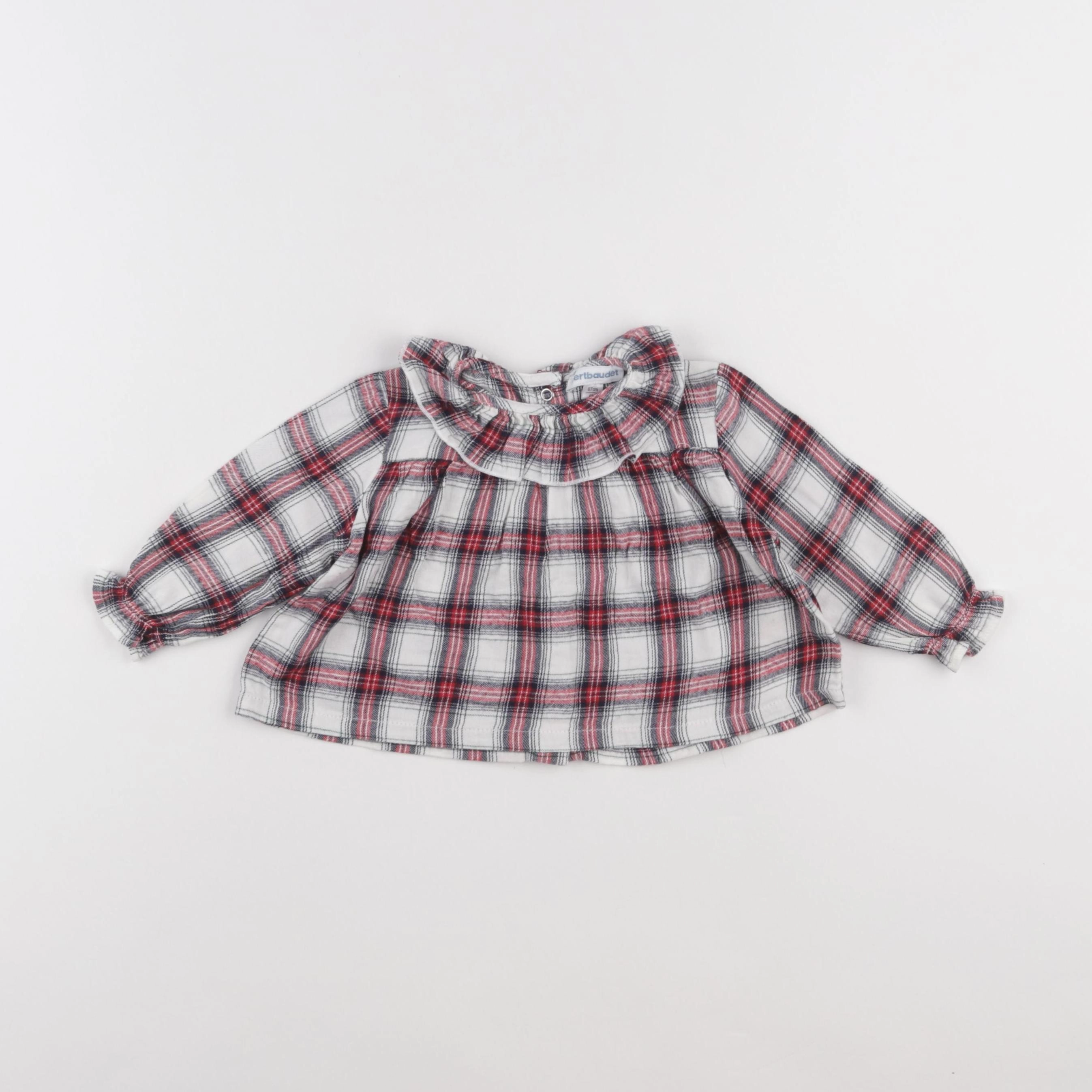 Vertbaudet - blouse blanc, rouge - 9 mois