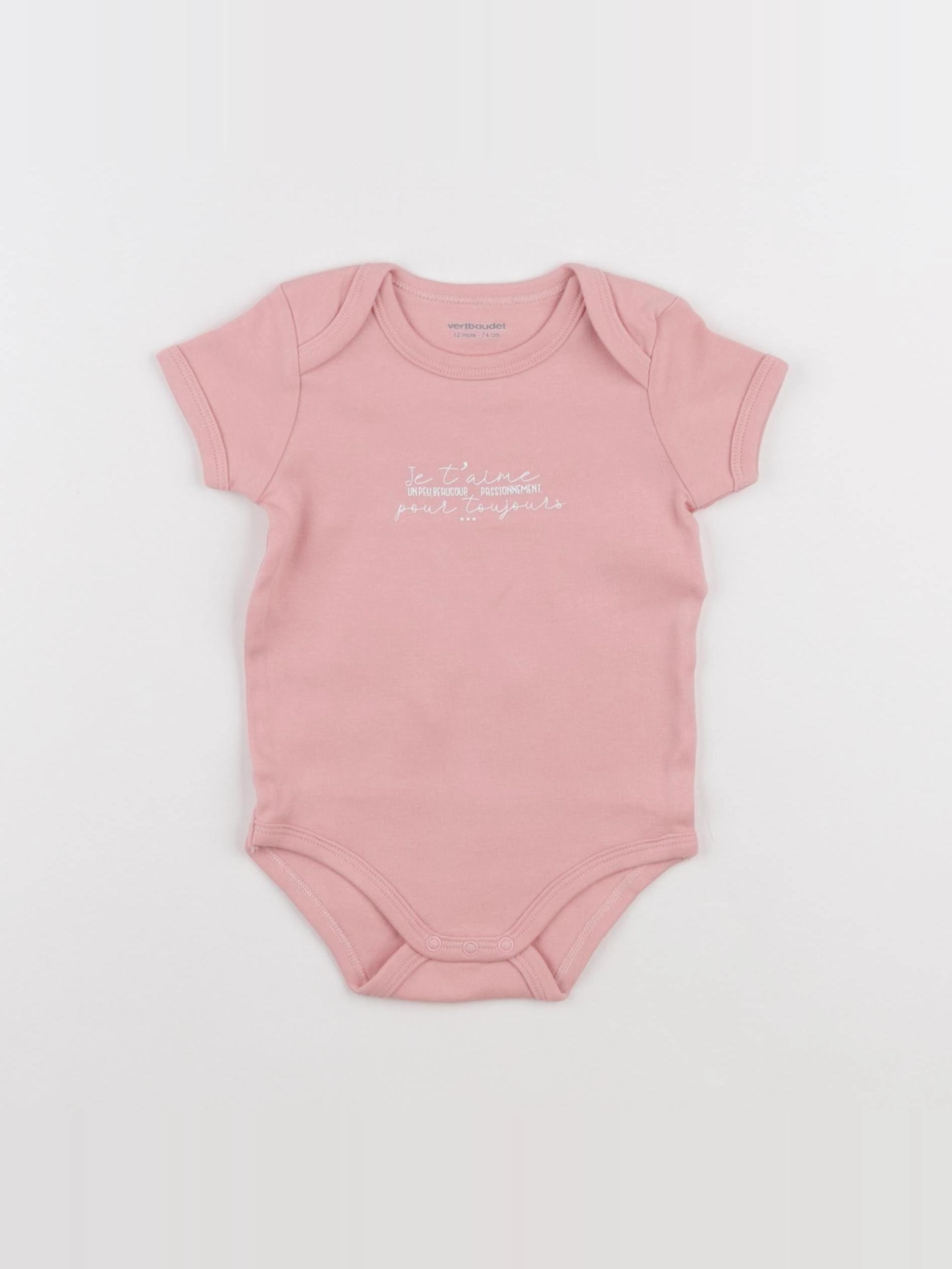 Vertbaudet - body rose - 12 mois