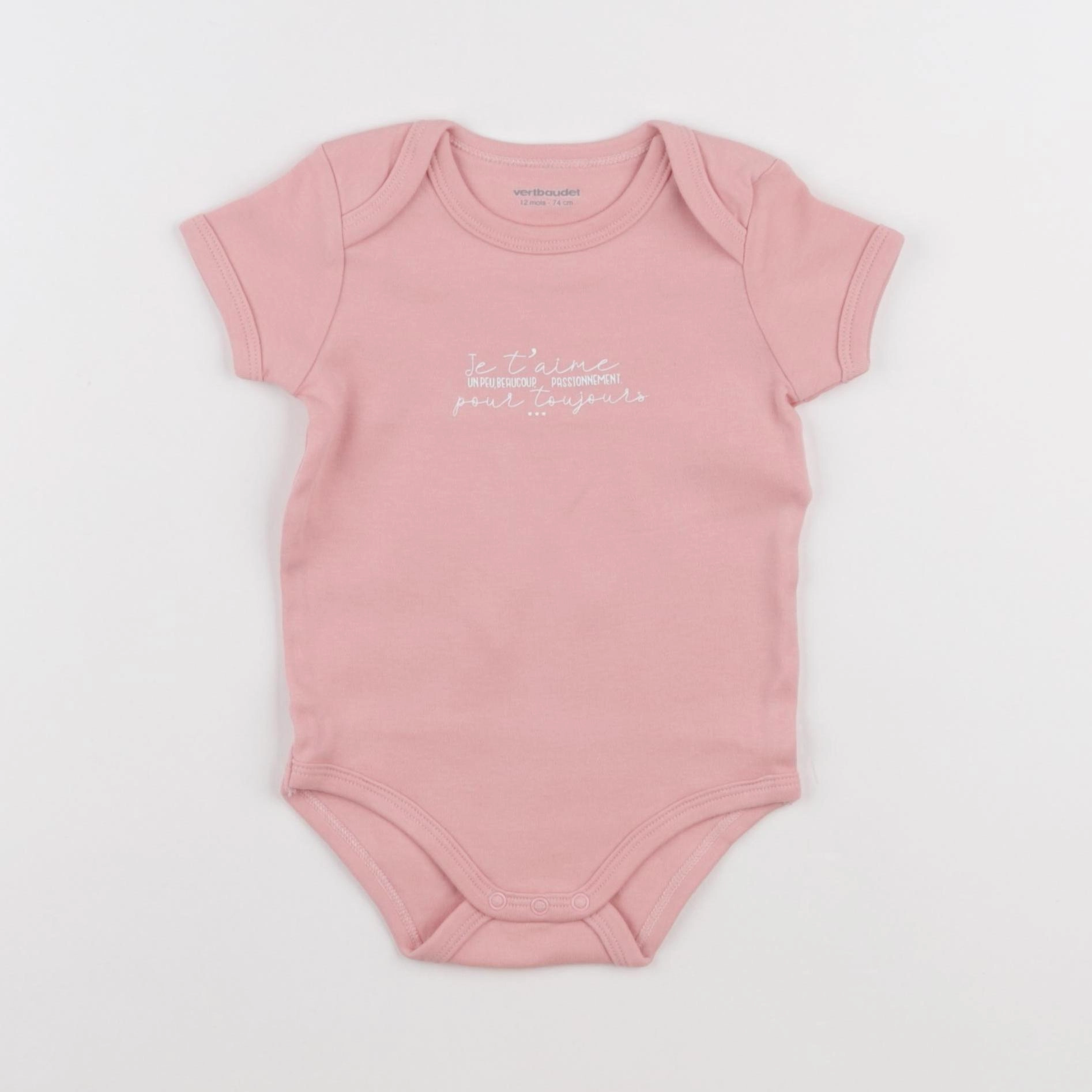 Vertbaudet - body rose - 12 mois