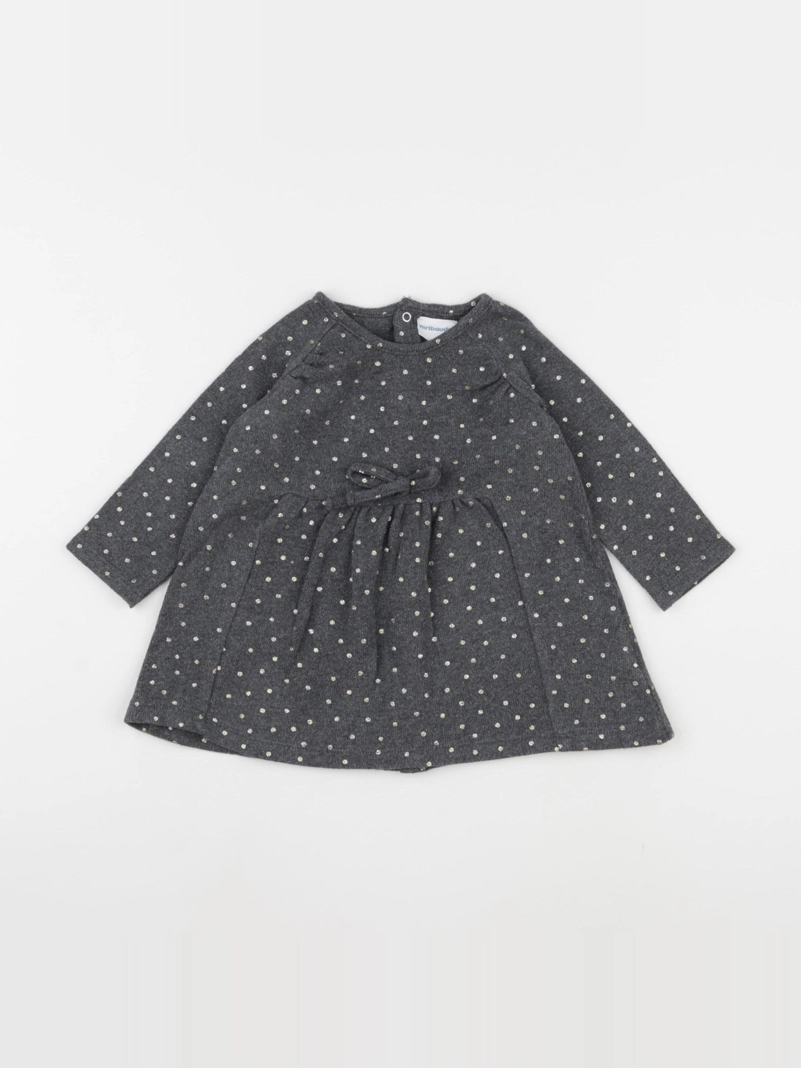 Vertbaudet - robe gris, or - 12 mois
