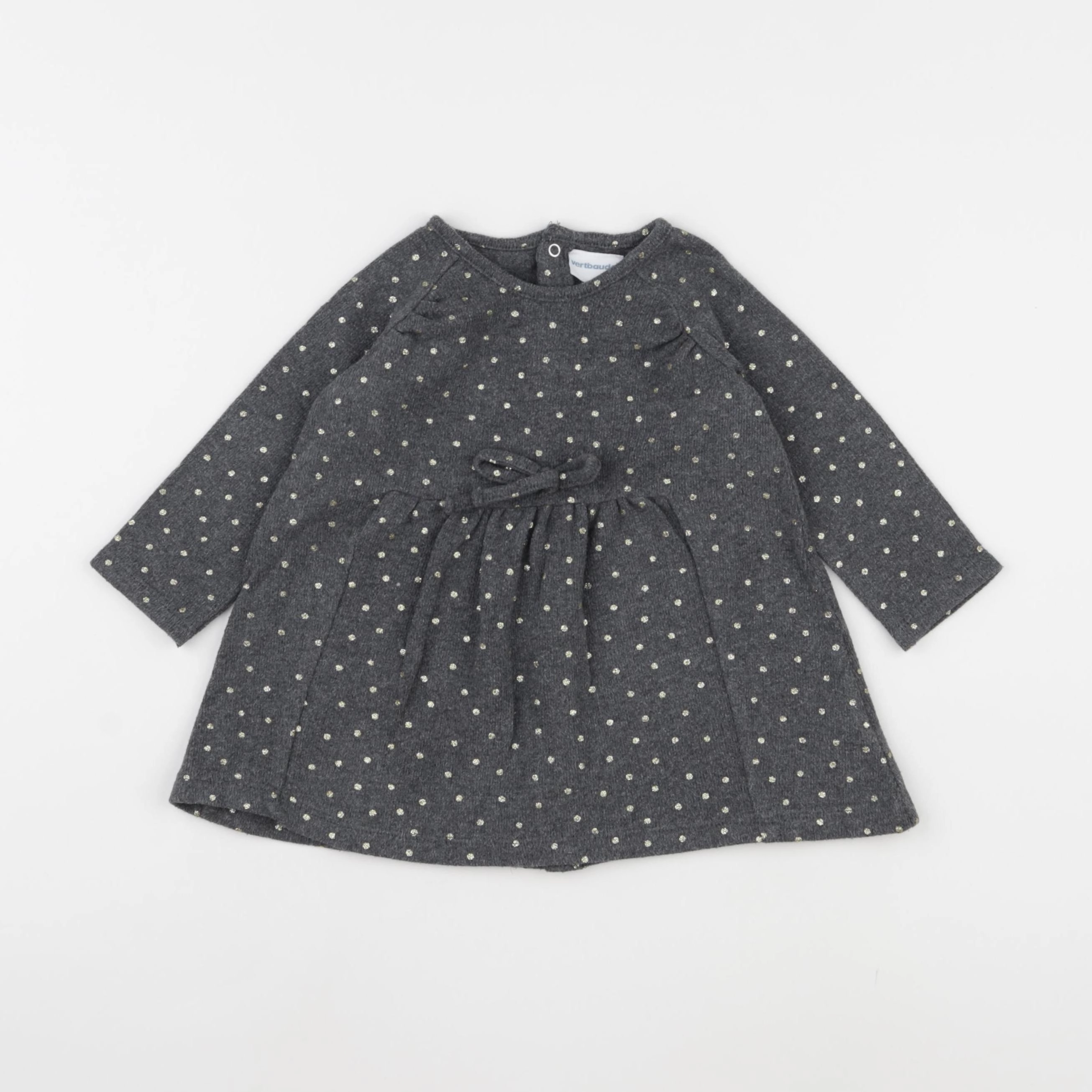 Vertbaudet - robe gris, or - 12 mois
