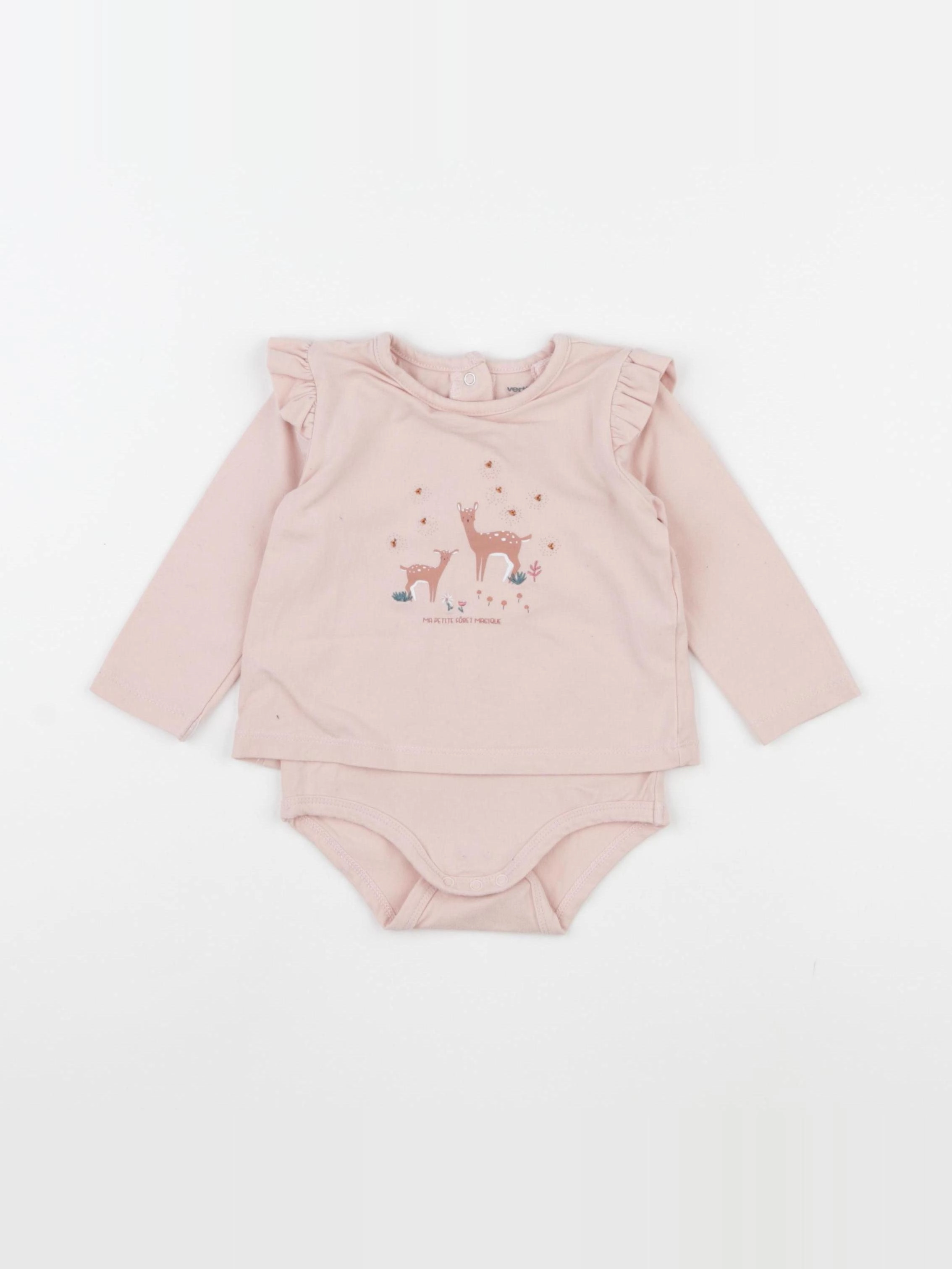 Vertbaudet - body tee-shirt rose - 6 mois