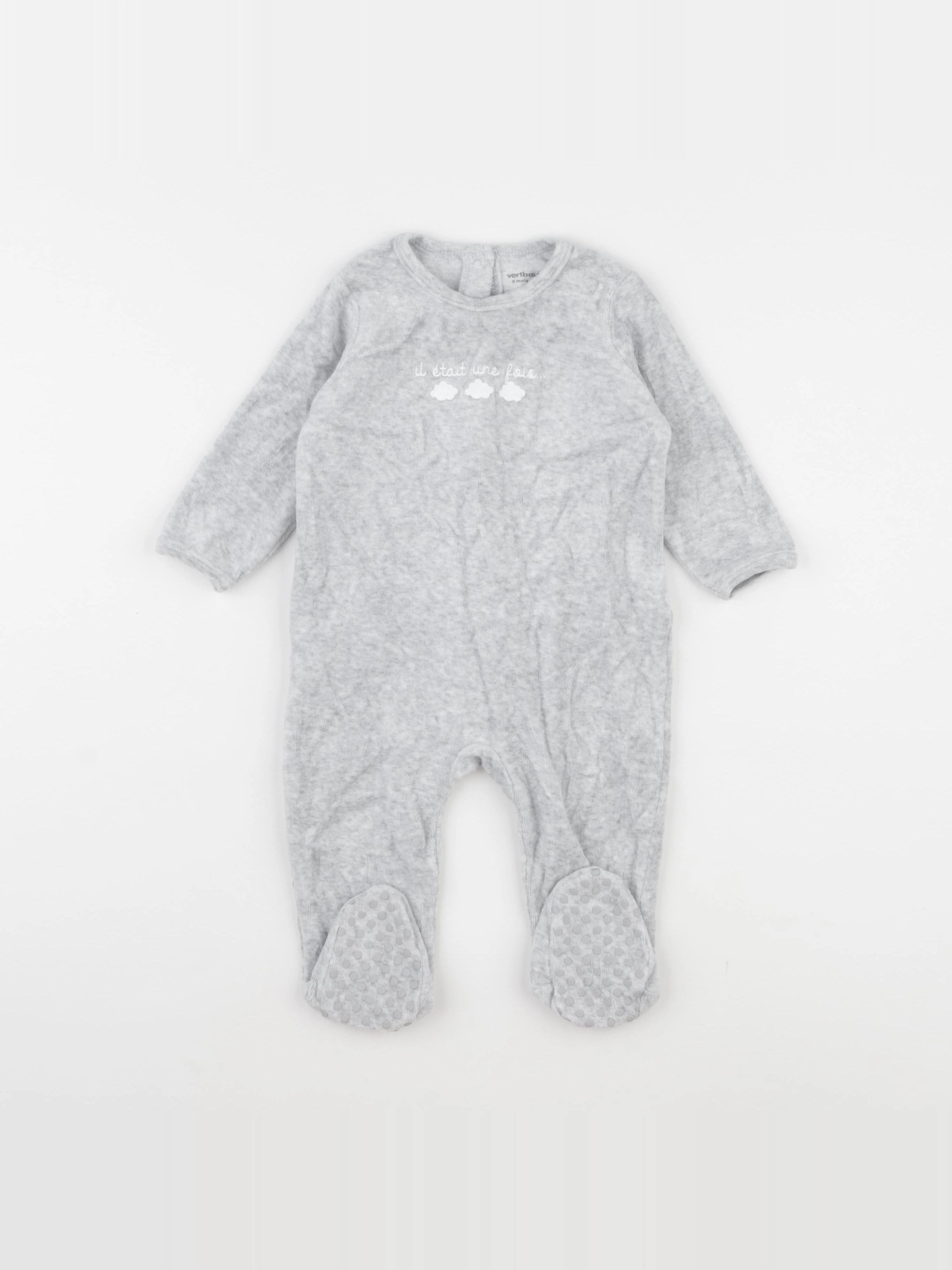 Vertbaudet - pyjama velours gris - 9 mois