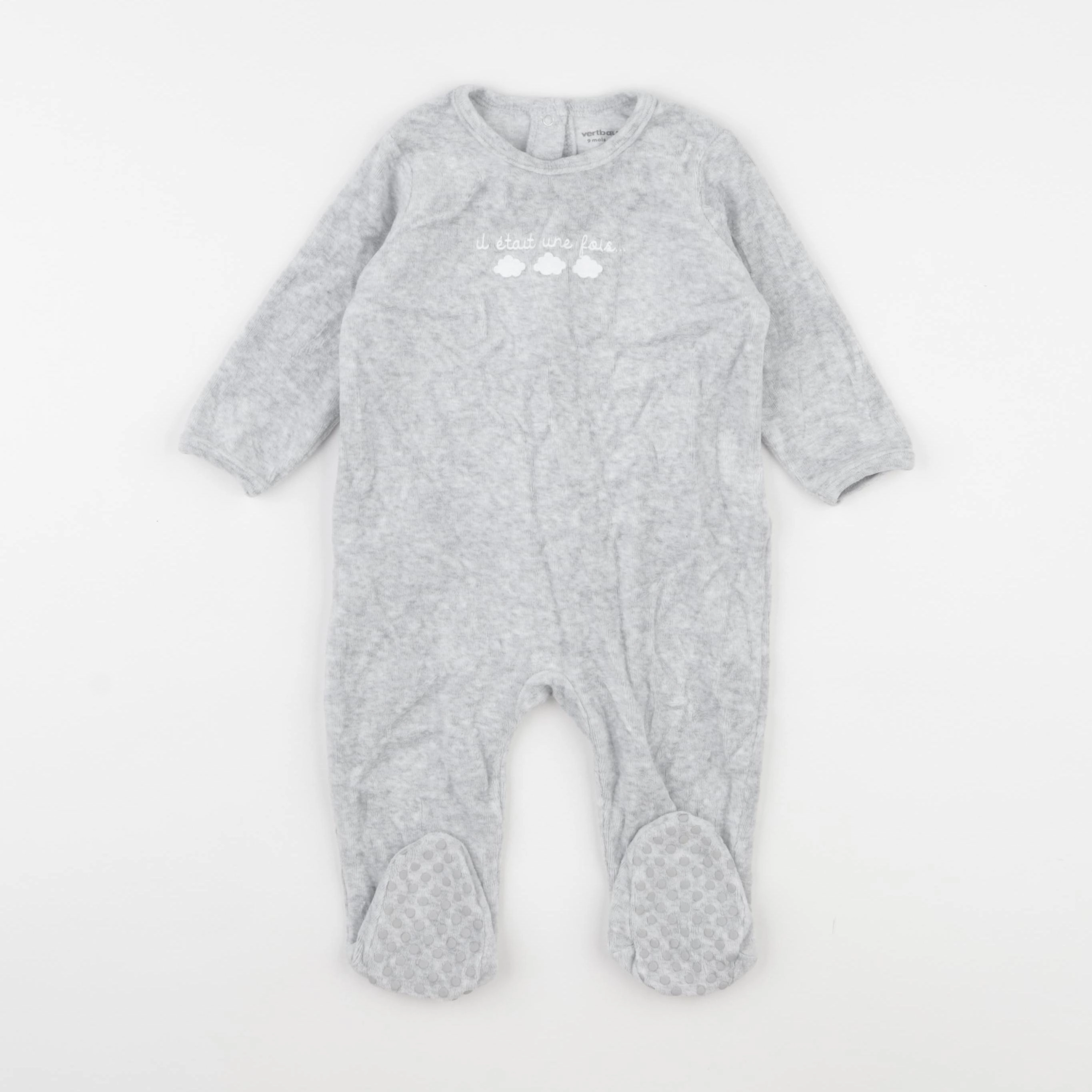 Vertbaudet - pyjama velours gris - 9 mois