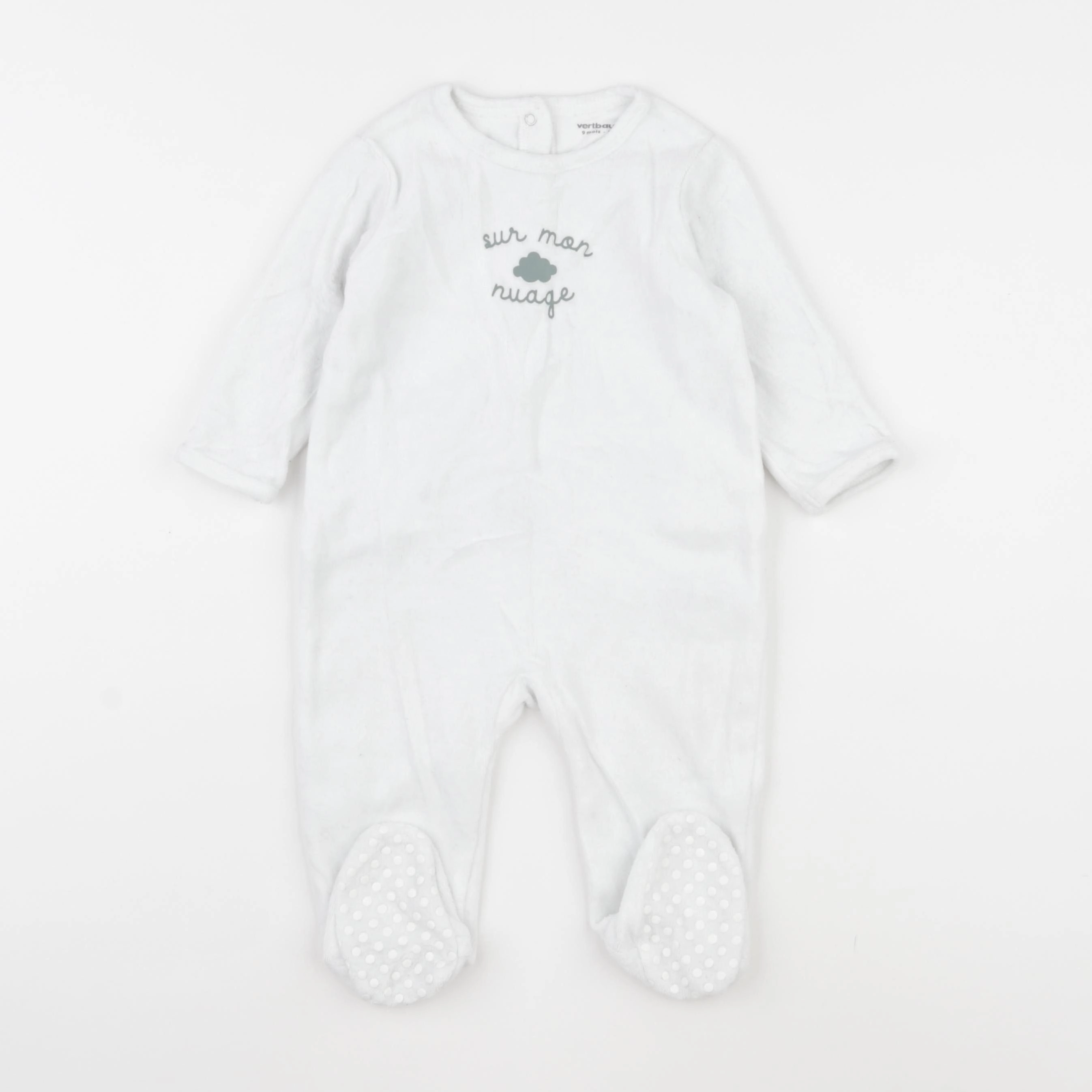 Vertbaudet - pyjama velours blanc - 9 mois