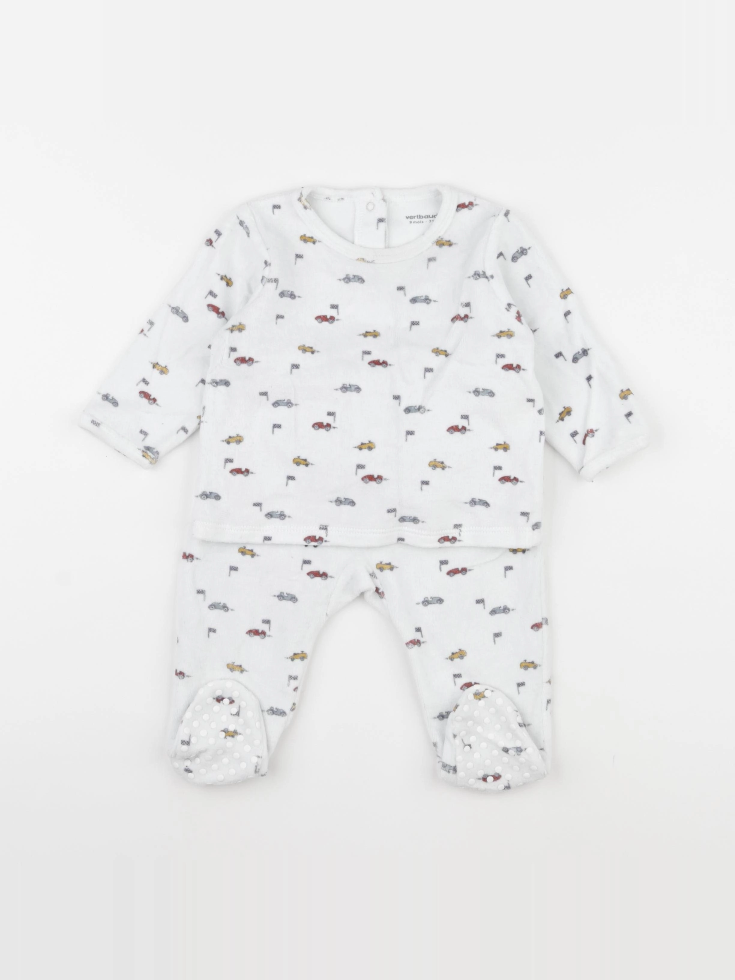 Vertbaudet - pyjama velours blanc - 9 mois