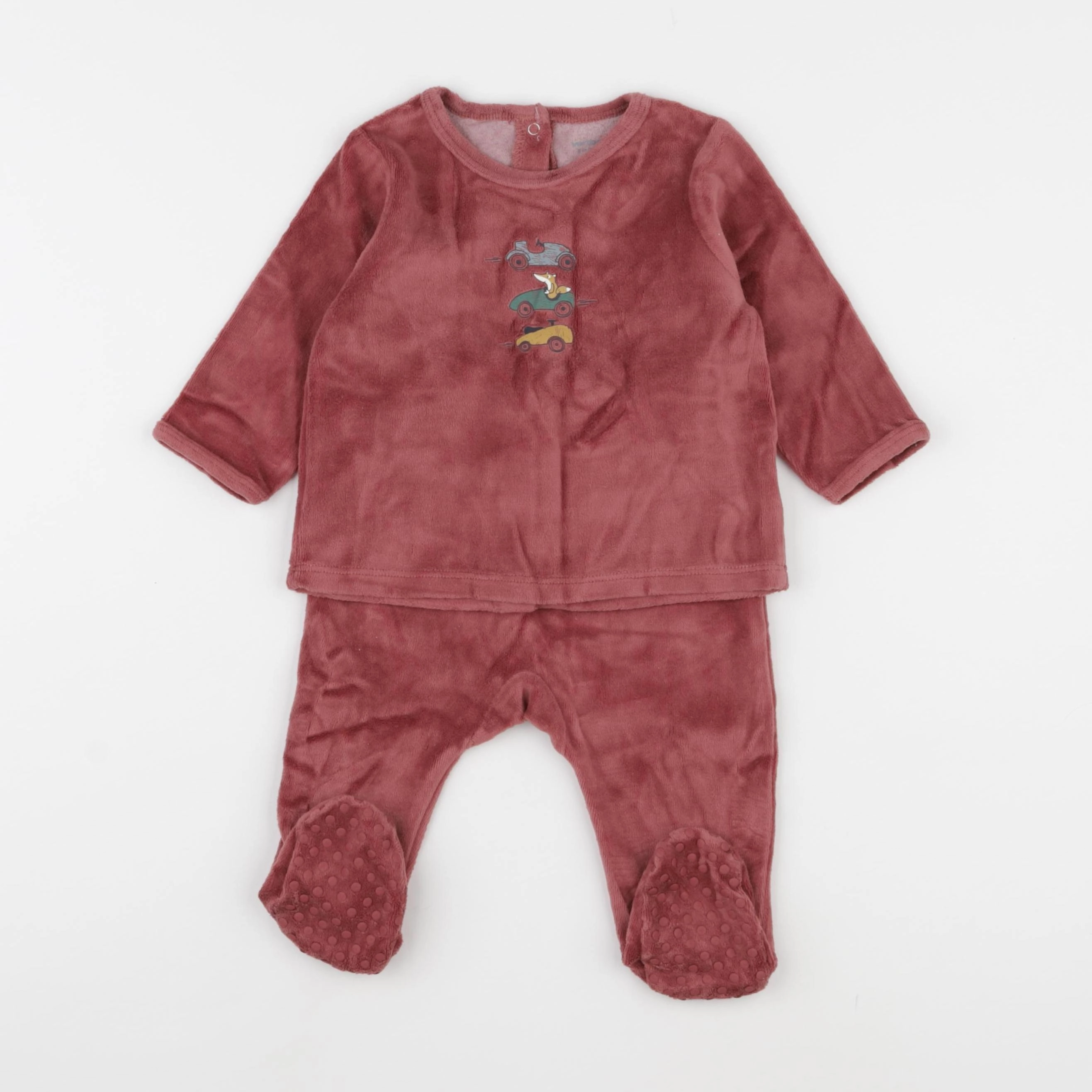 Vertbaudet - pyjama velours marron - 9 mois