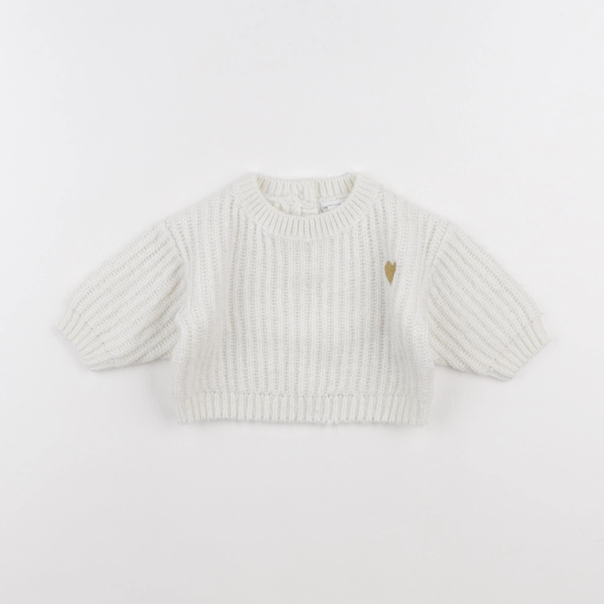 Vertbaudet - pull blanc - 3 mois
