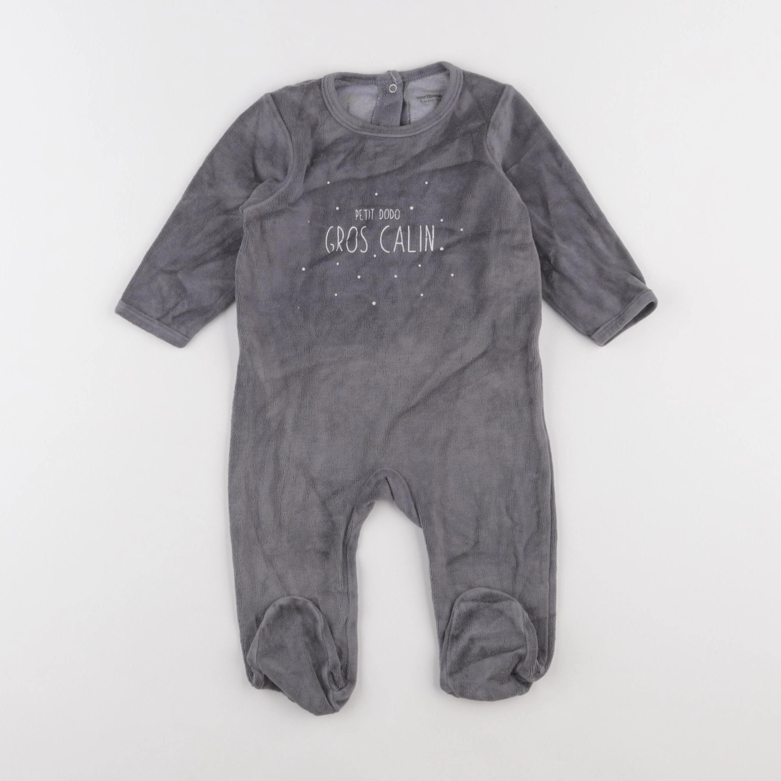 Vertbaudet - pyjama velours gris - 9 mois