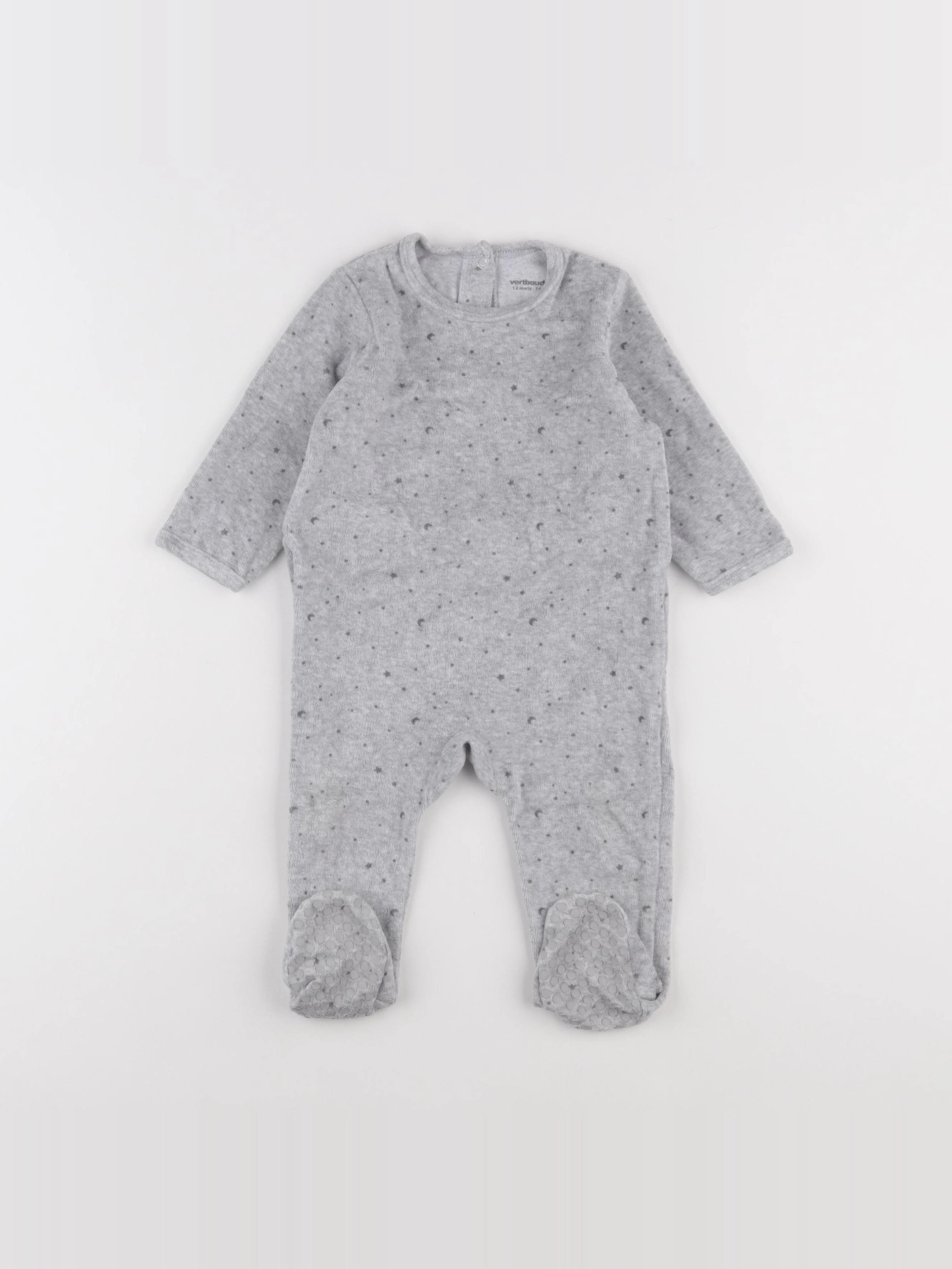 Vertbaudet - pyjama velours gris - 12 mois
