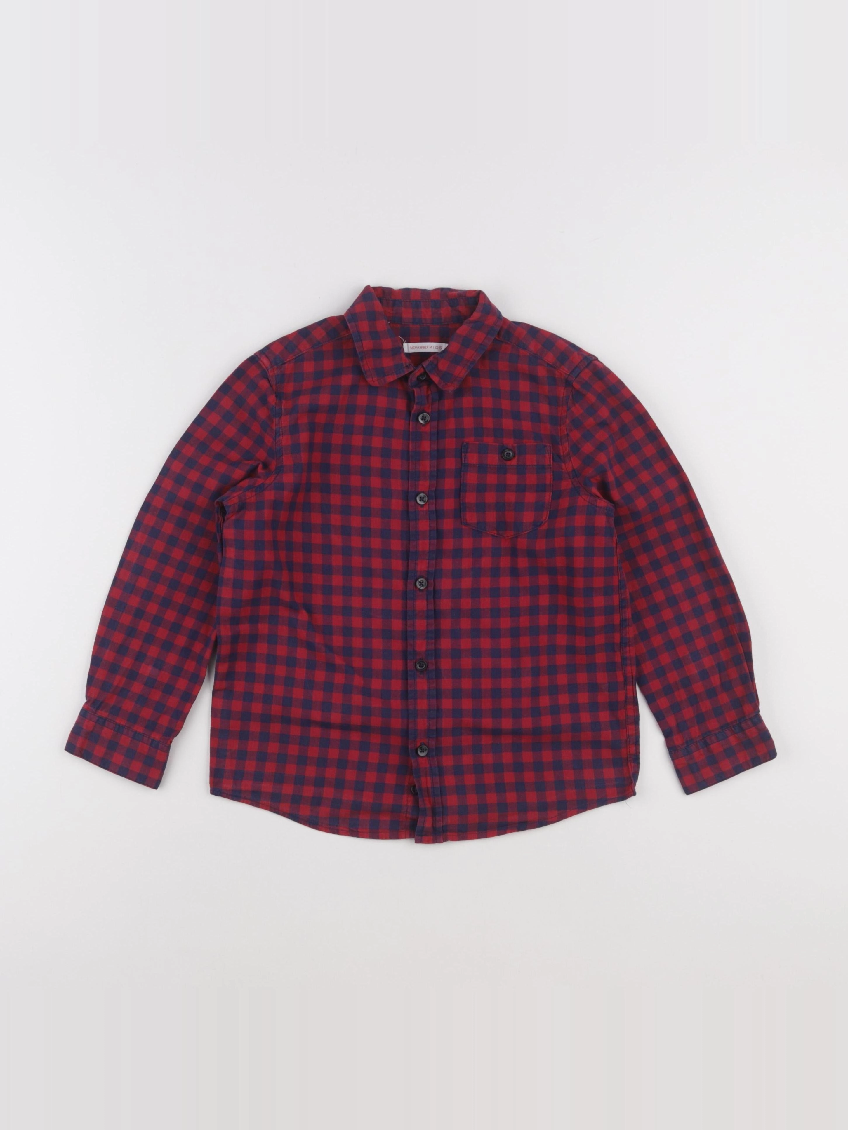 Monoprix - chemise bleu, rouge - 6 ans