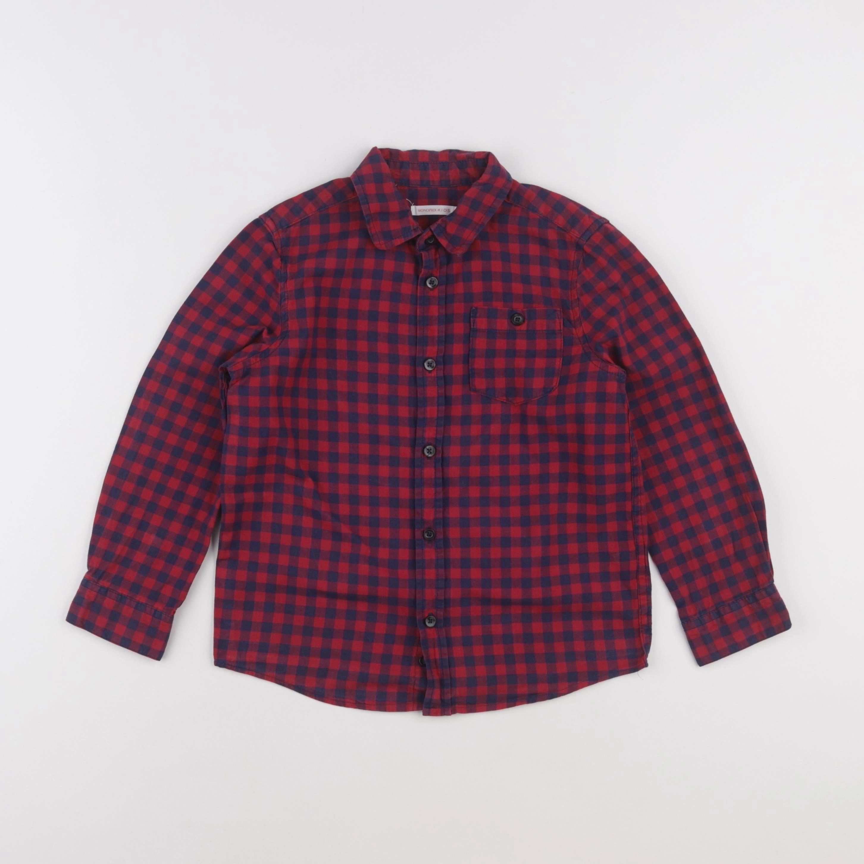Monoprix - chemise bleu, rouge - 6 ans