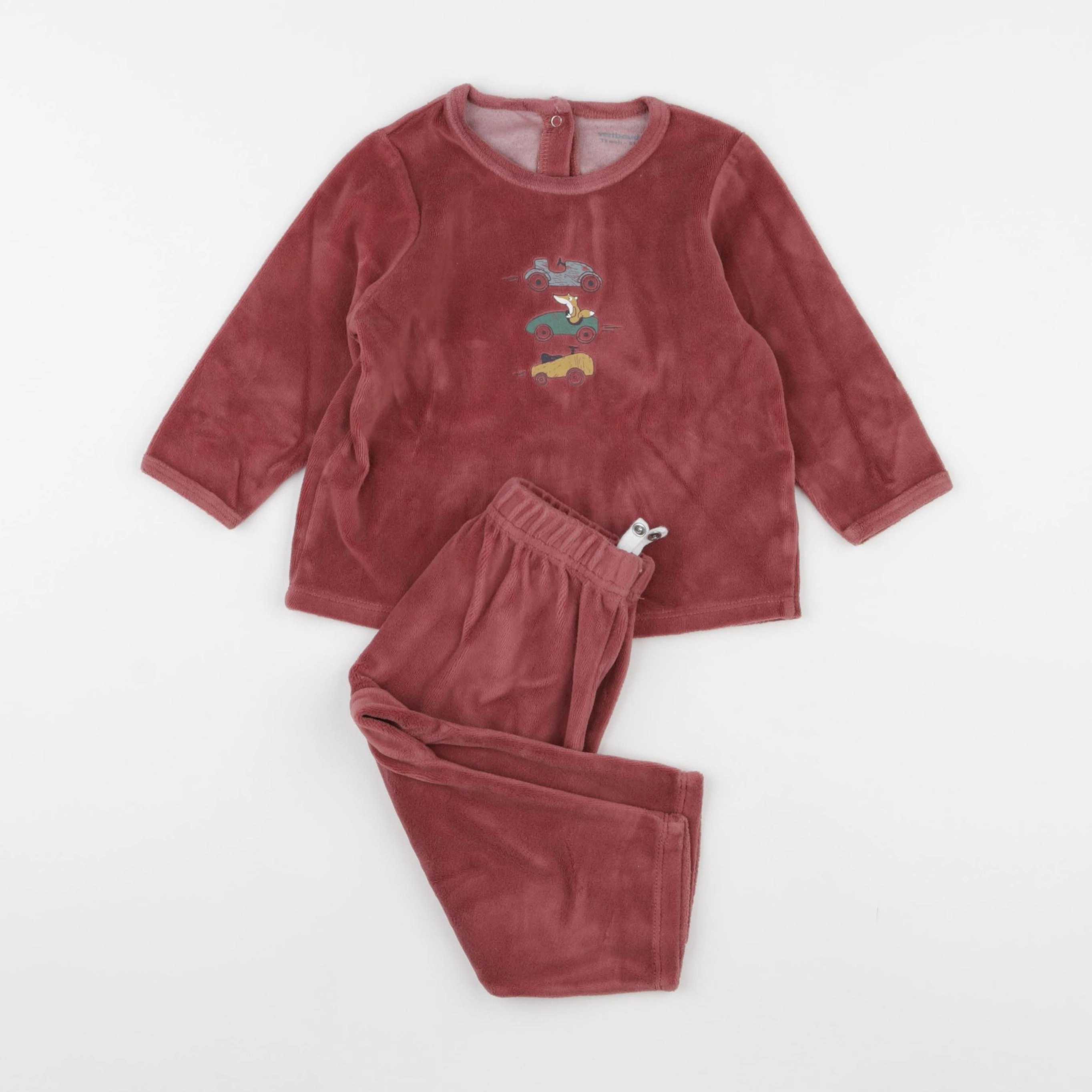 Vertbaudet - pyjama velours rouge - 18 mois