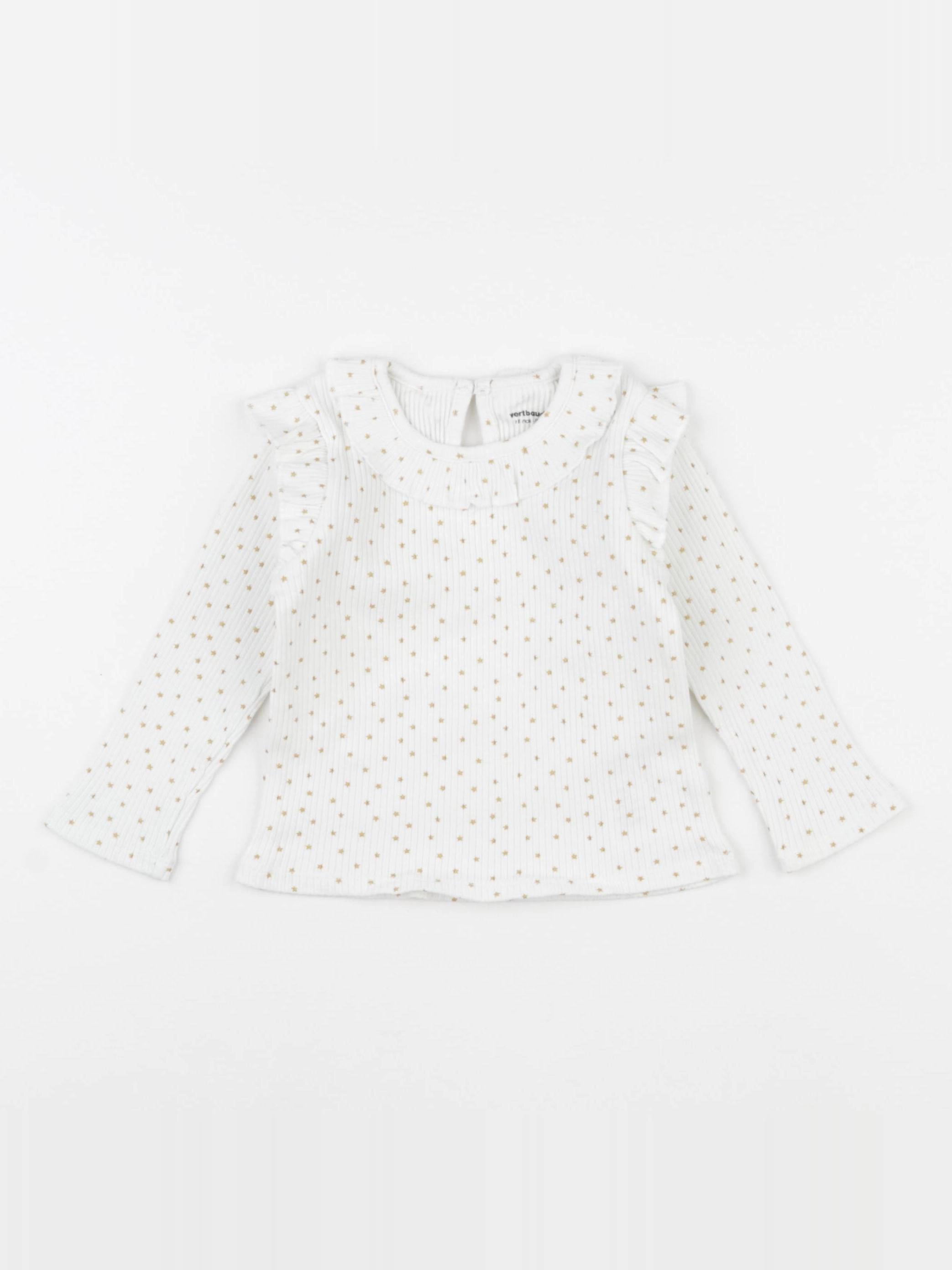 Vertbaudet - tee-shirt blanc, or - 18 mois