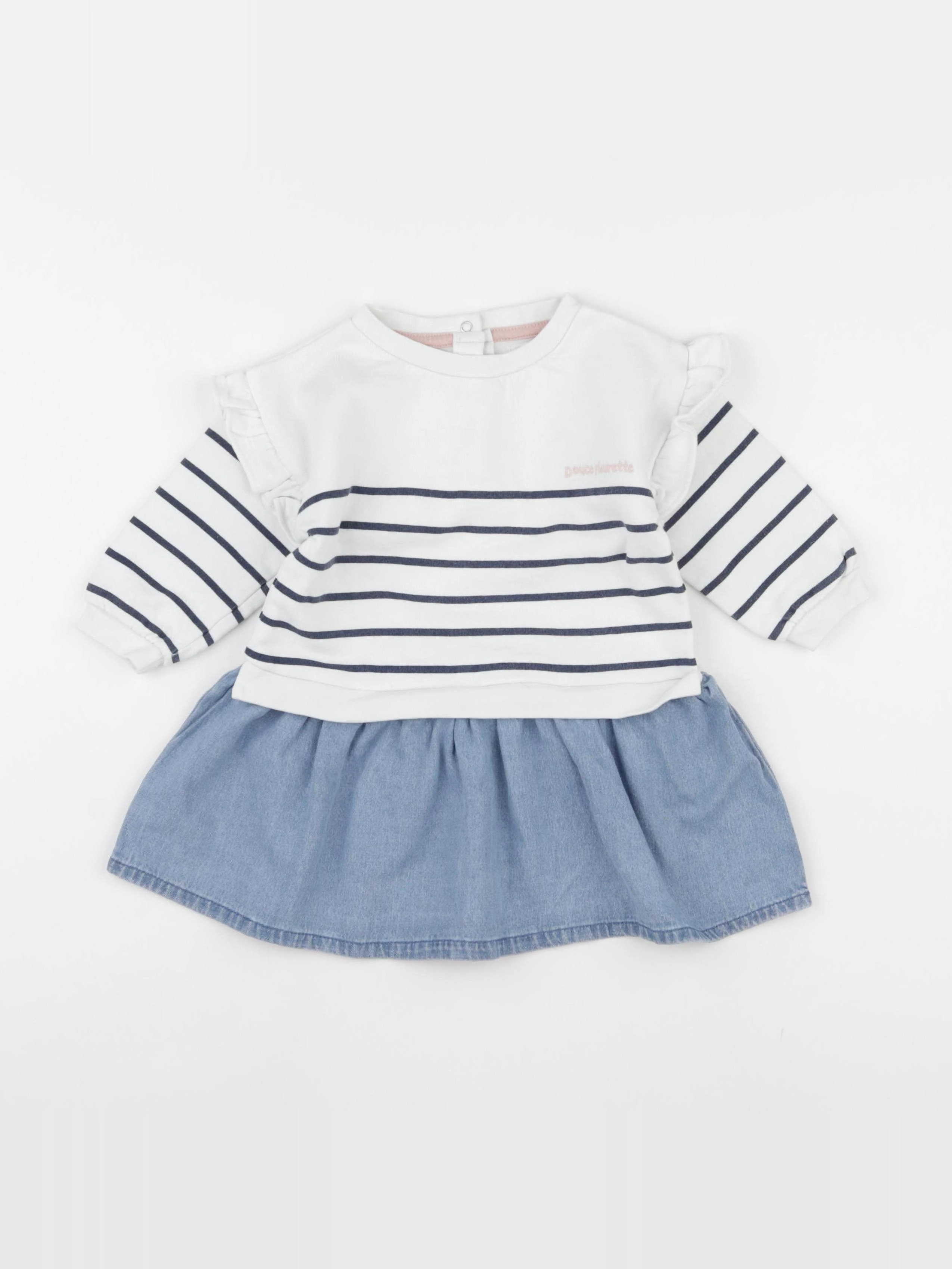 Vertbaudet - robe bleu, blanc - 18 mois