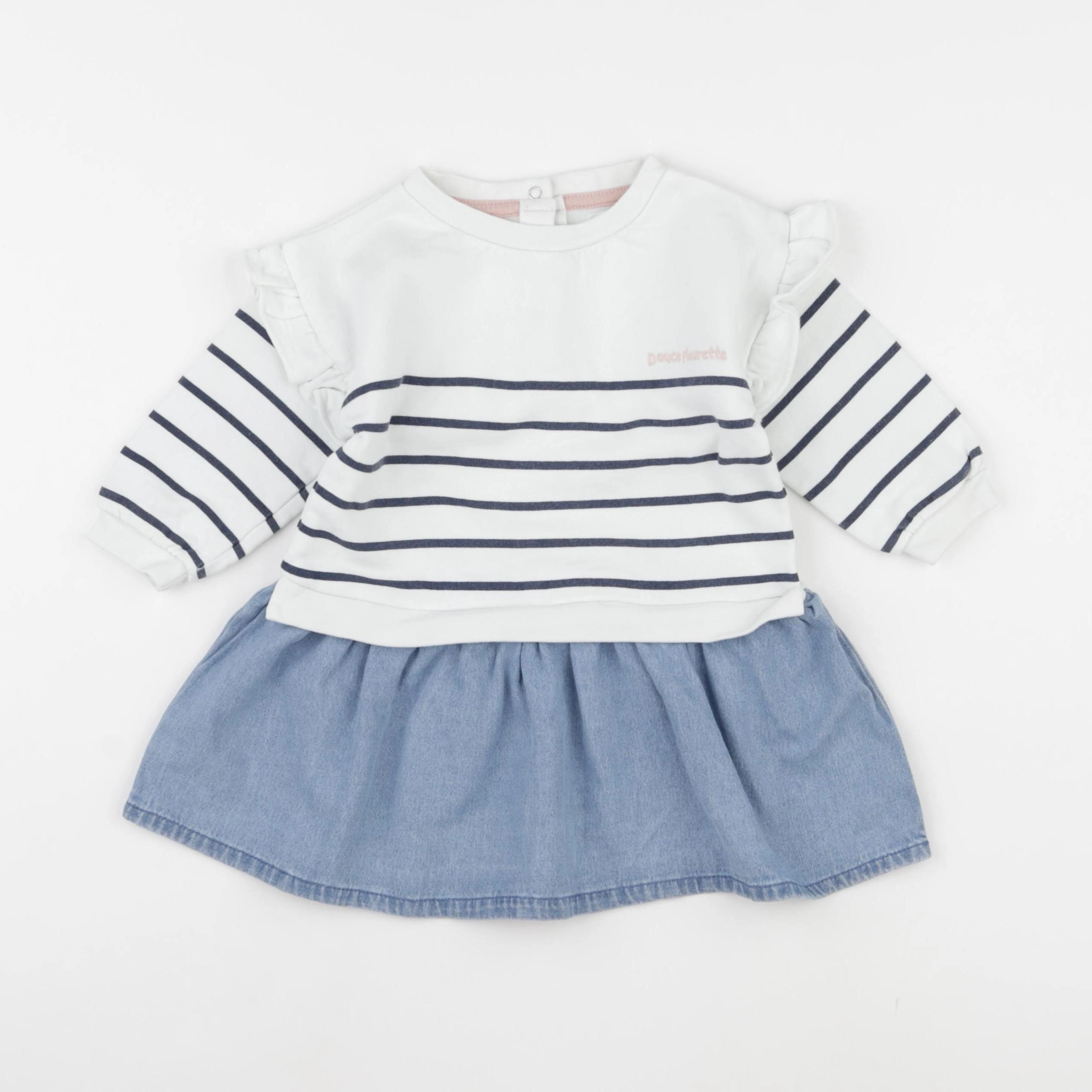 Vertbaudet - robe bleu, blanc - 18 mois
