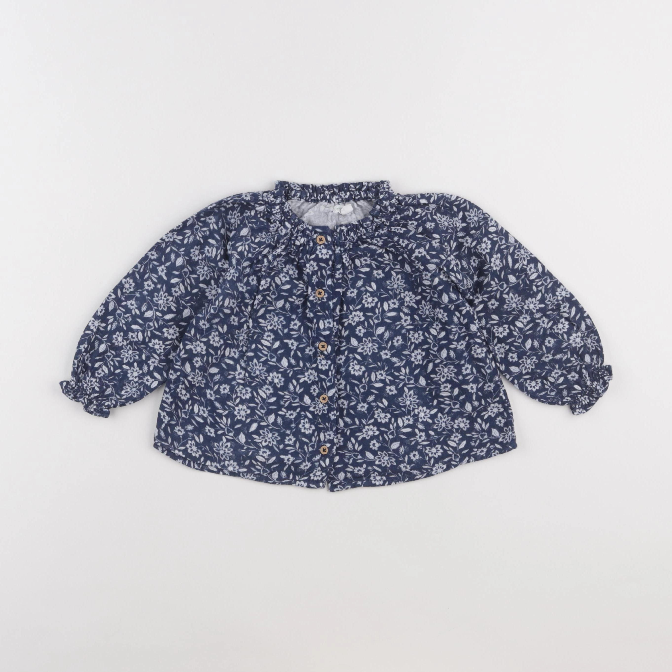 Vertbaudet - blouse bleu - 12 mois