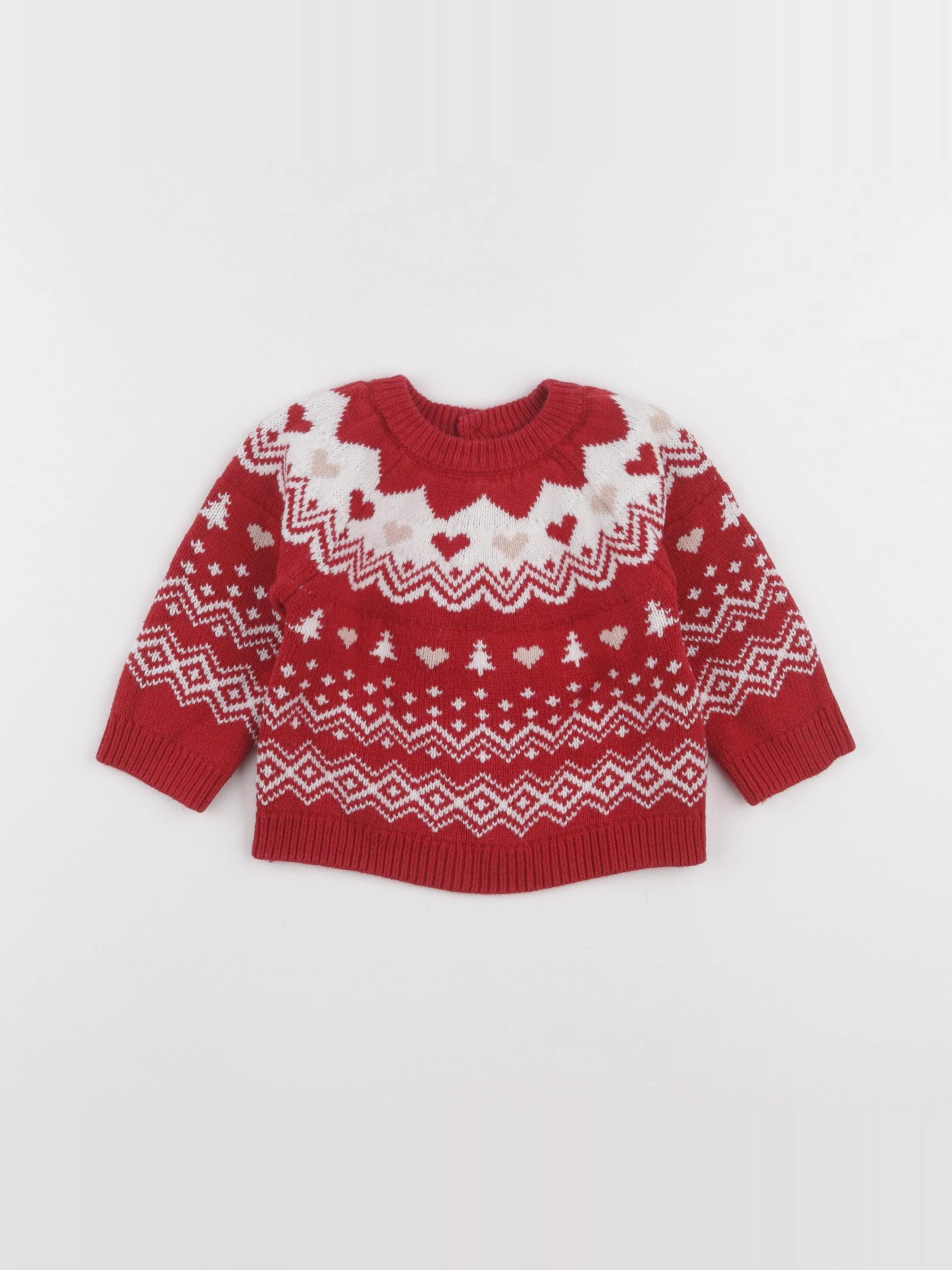 Vertbaudet - pull rouge - 12 mois
