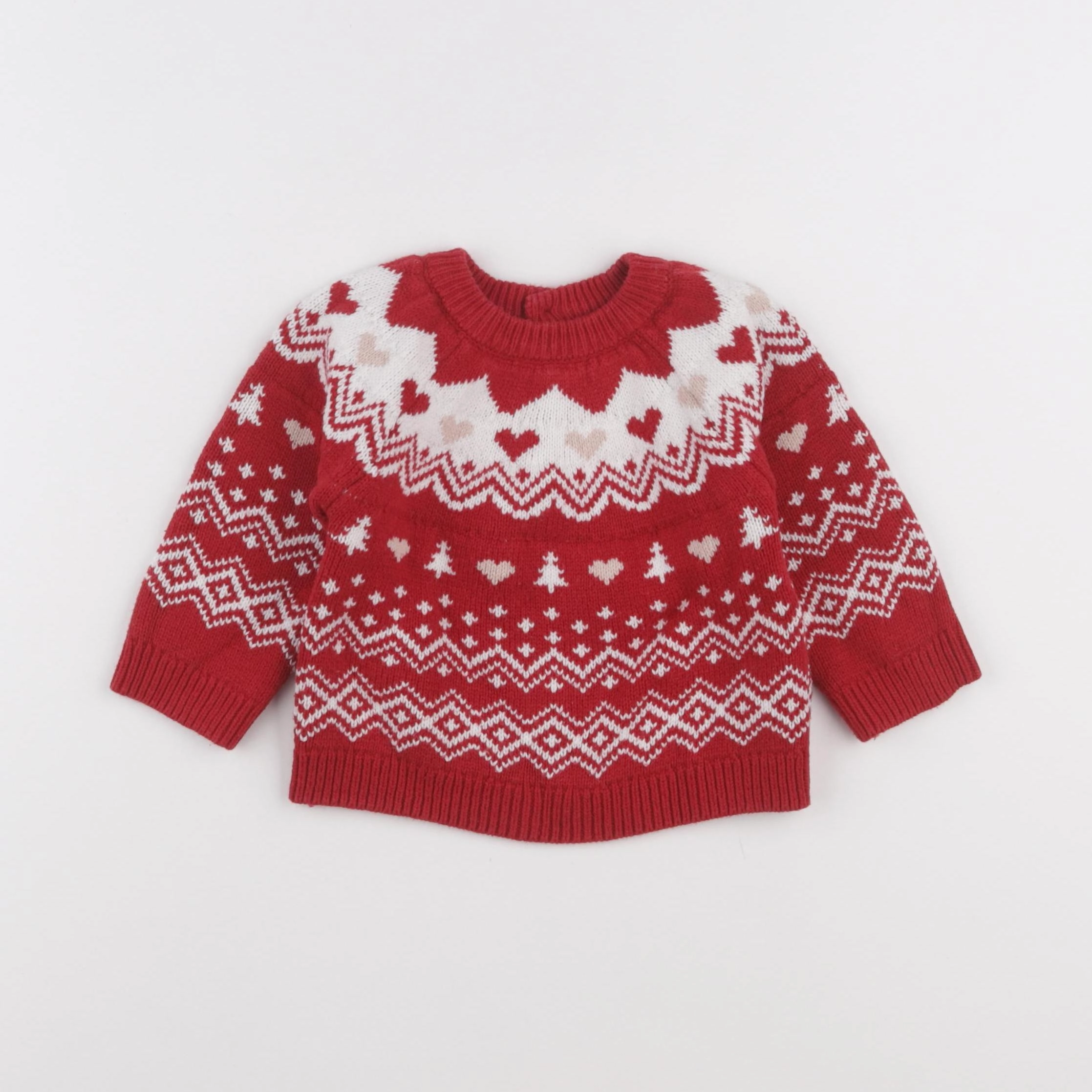 Vertbaudet - pull rouge - 12 mois