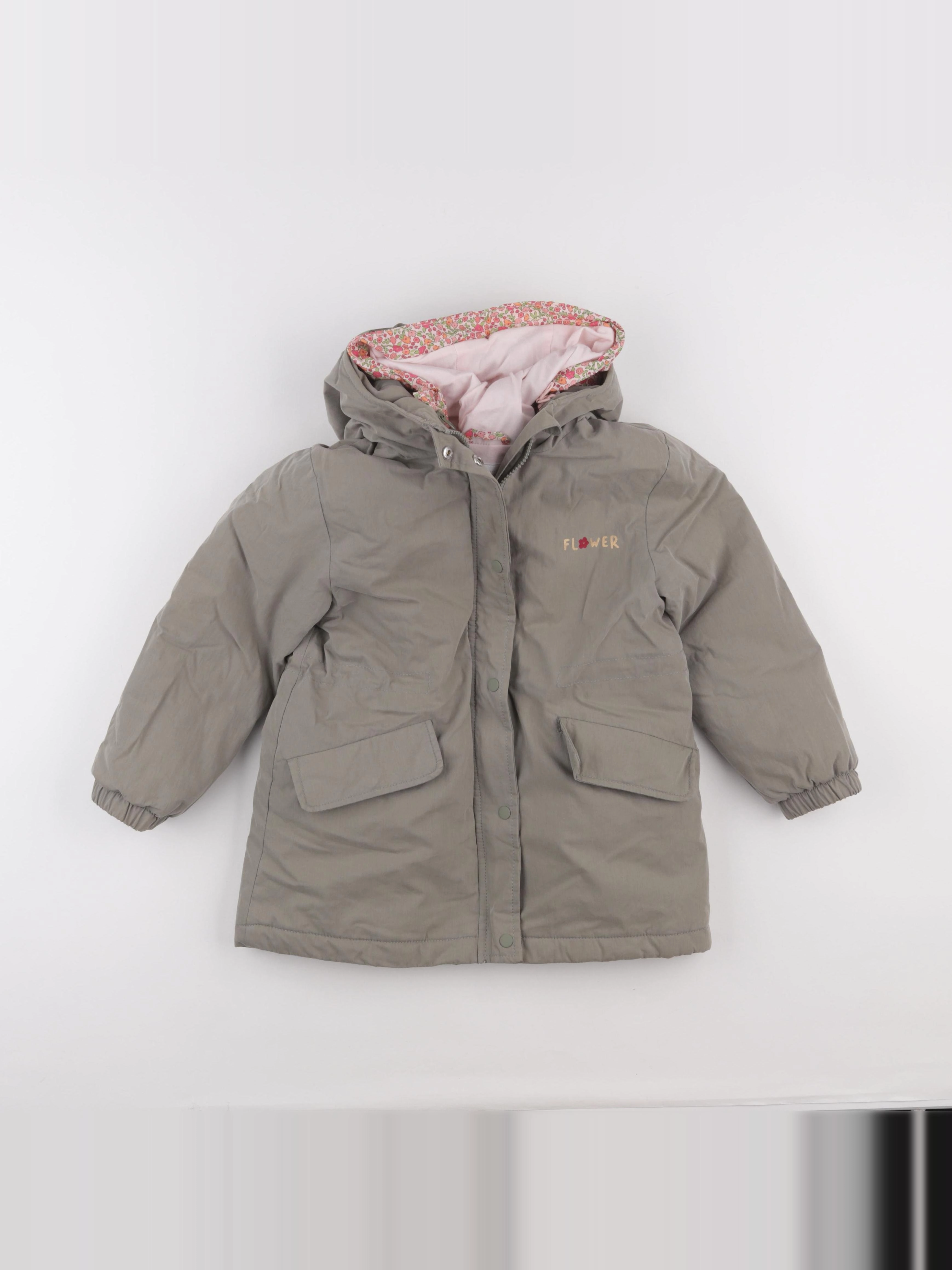 Vertbaudet - manteau doublure amovible vert - 7 ans