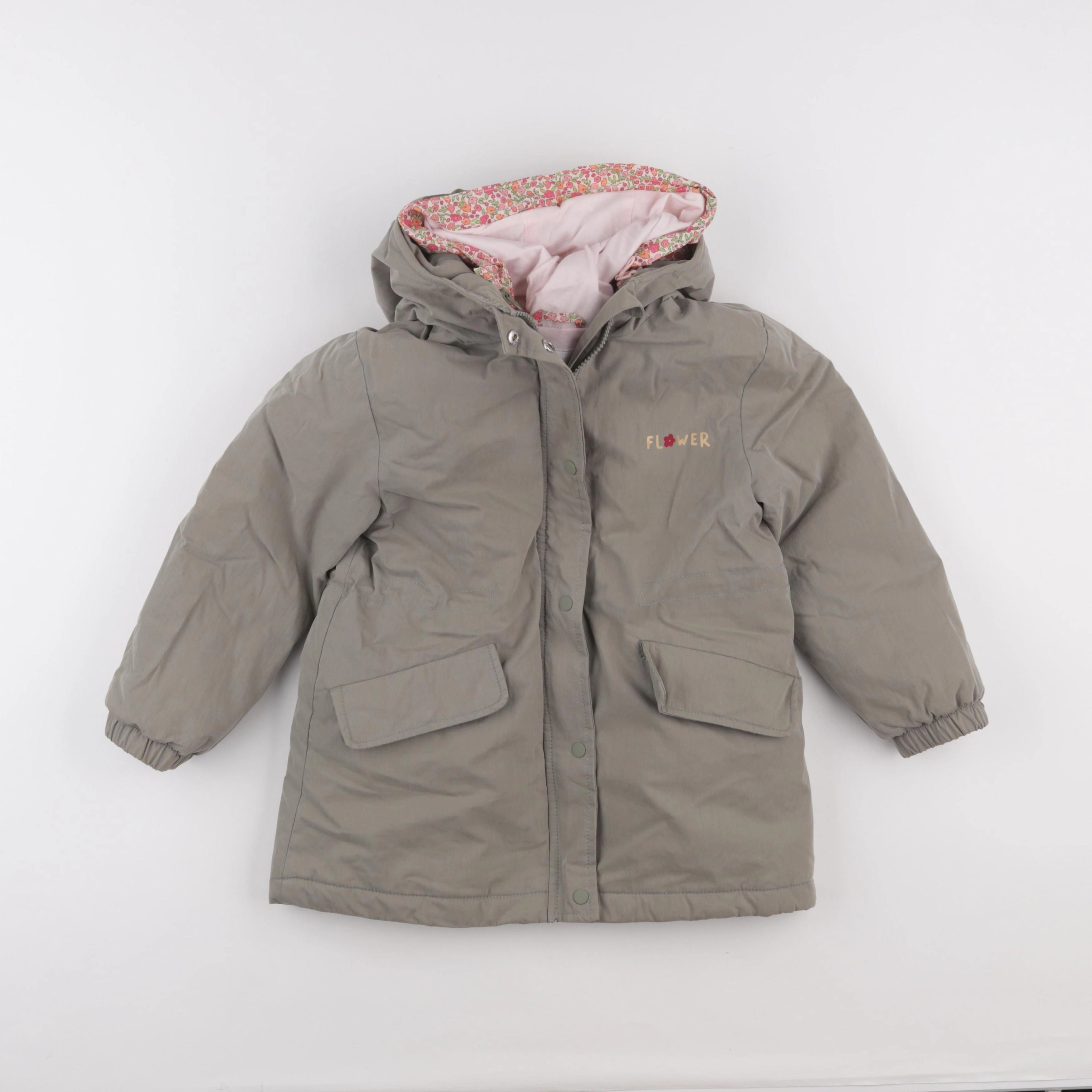Vertbaudet - manteau doublure amovible vert - 7 ans