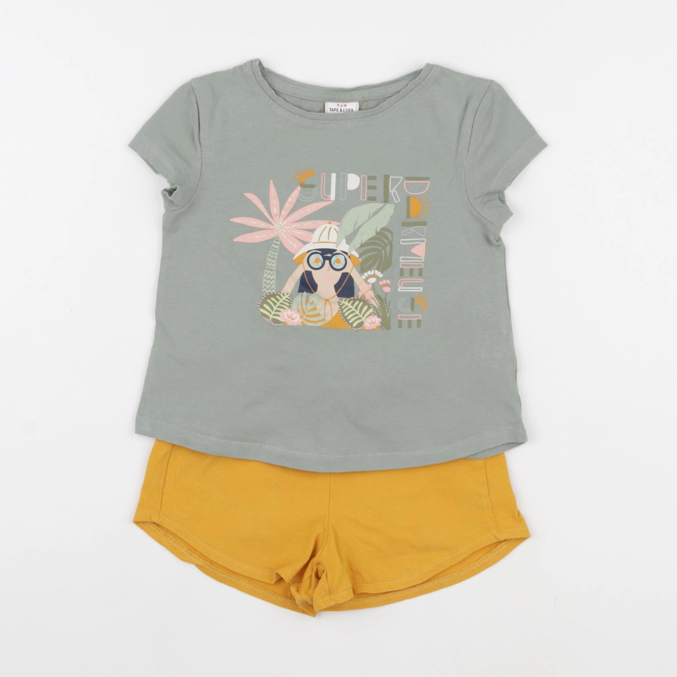 Tape à l'oeil - pyjama coton vert, jaune - 3 ans