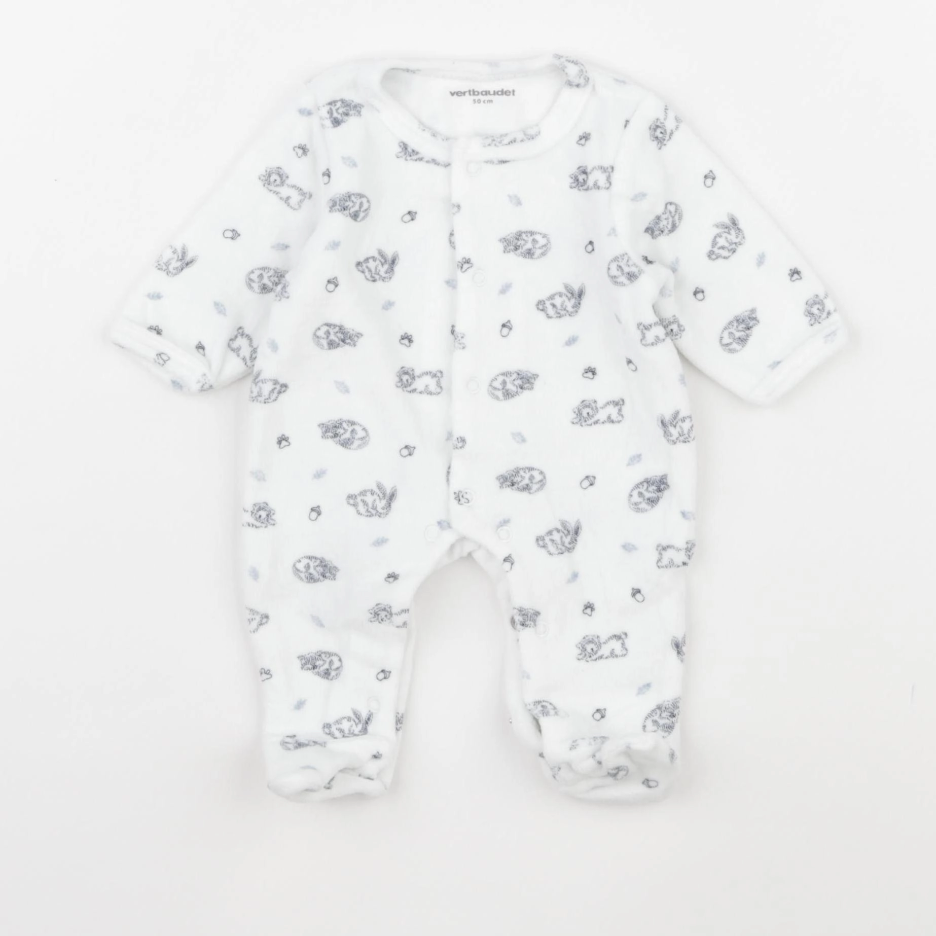 Vertbaudet - pyjama velours blanc - 0 mois