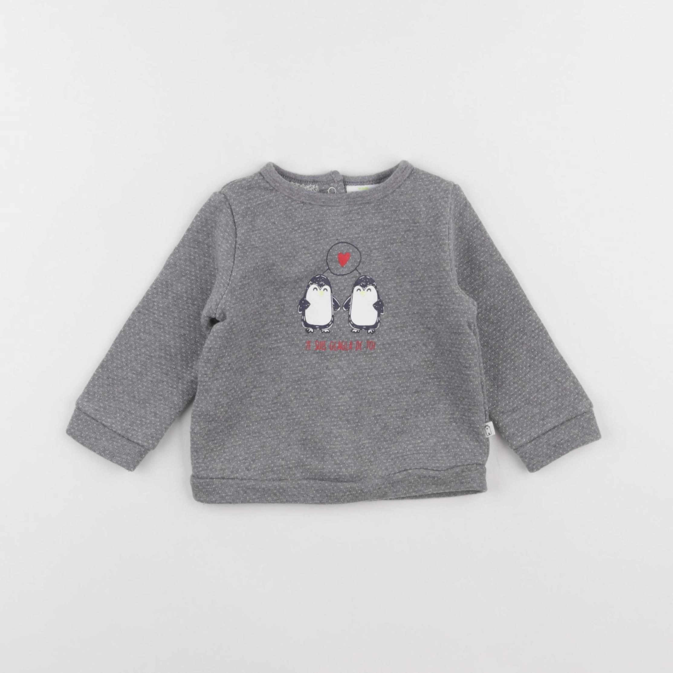 Tape à l'oeil - sweat gris - 9 mois