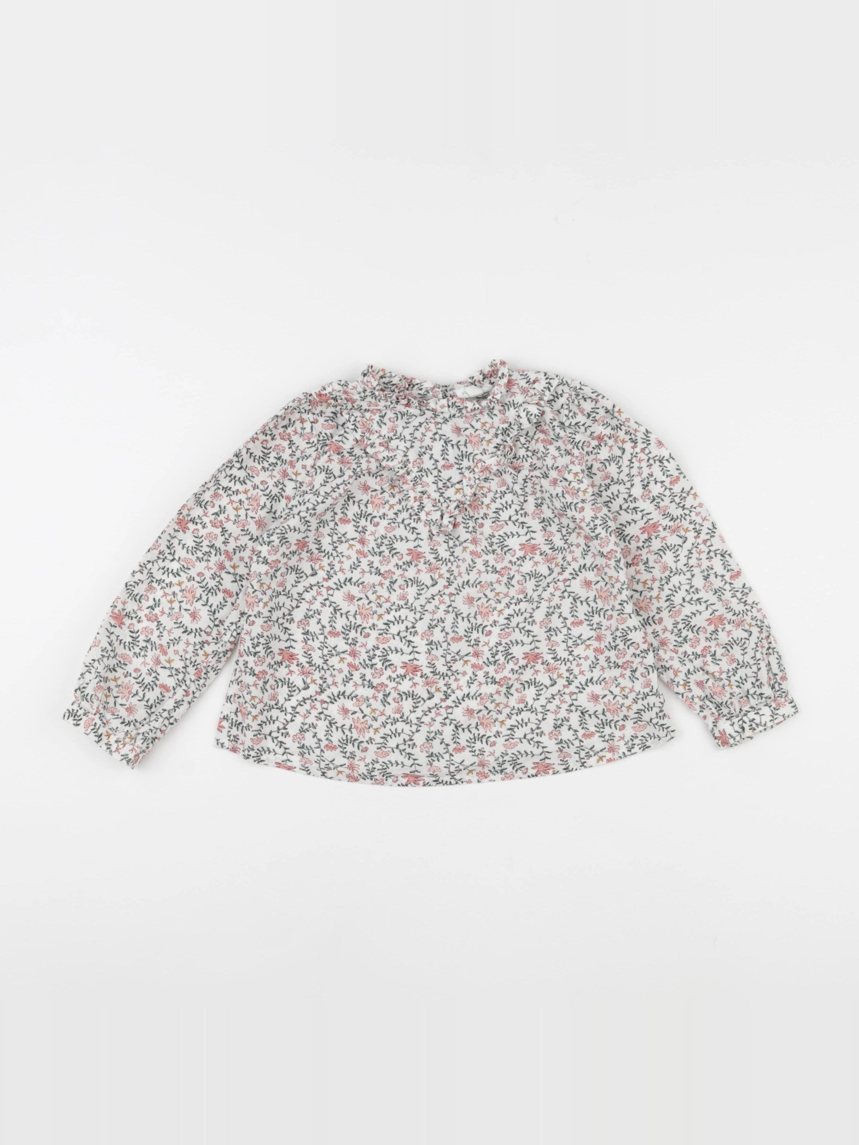 Vertbaudet - blouse blanc, rose - 4 ans