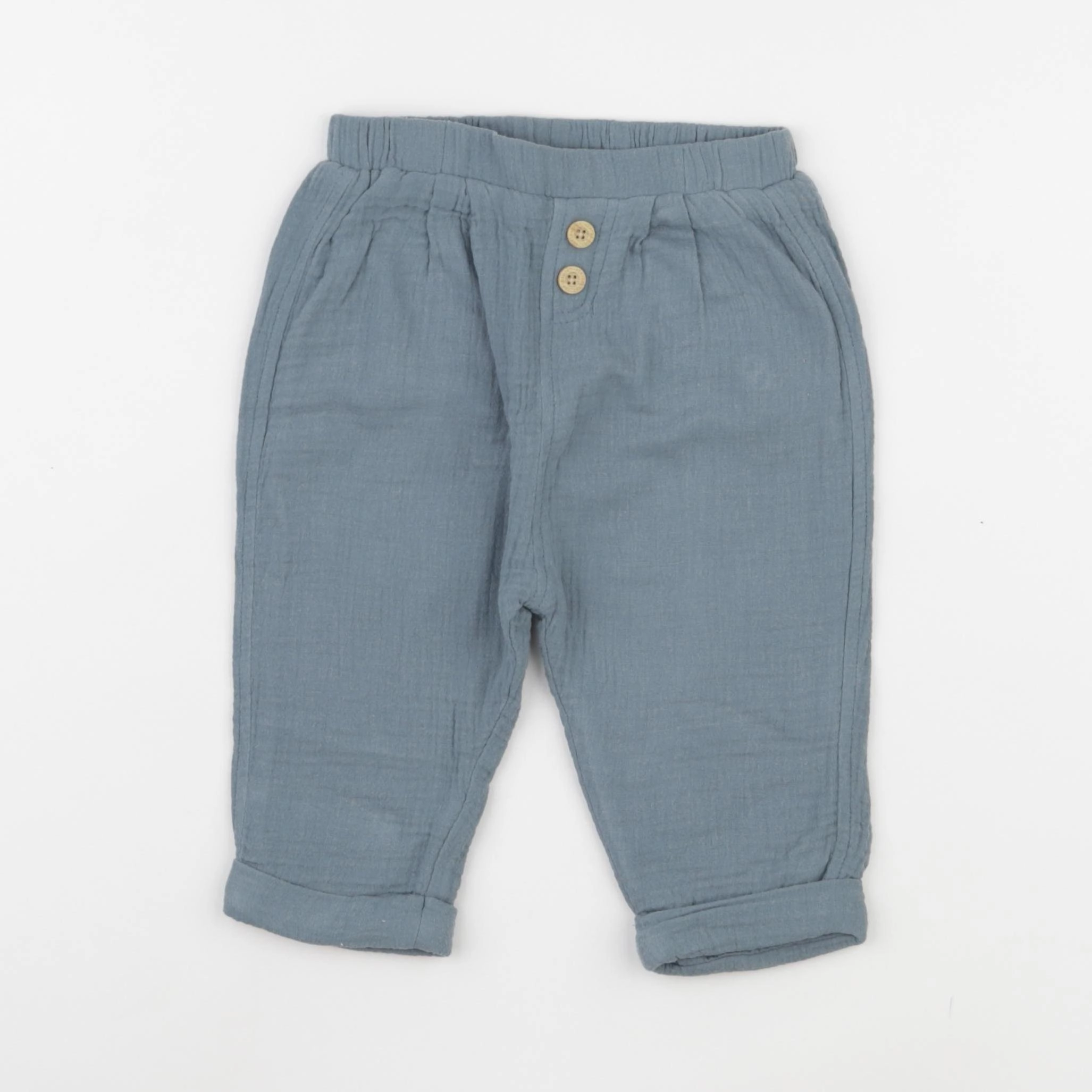 Vertbaudet - pantalon doublé bleu - 12 mois