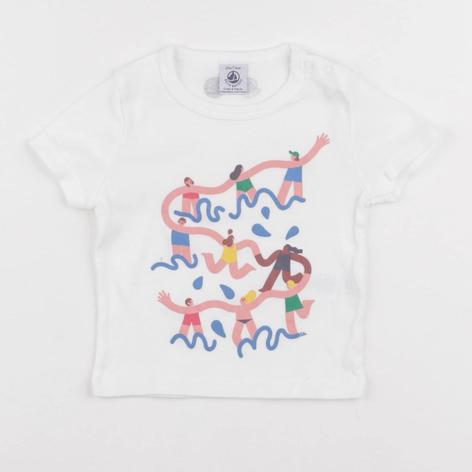 Petit Bateau - tee-shirt blanc - 12 mois