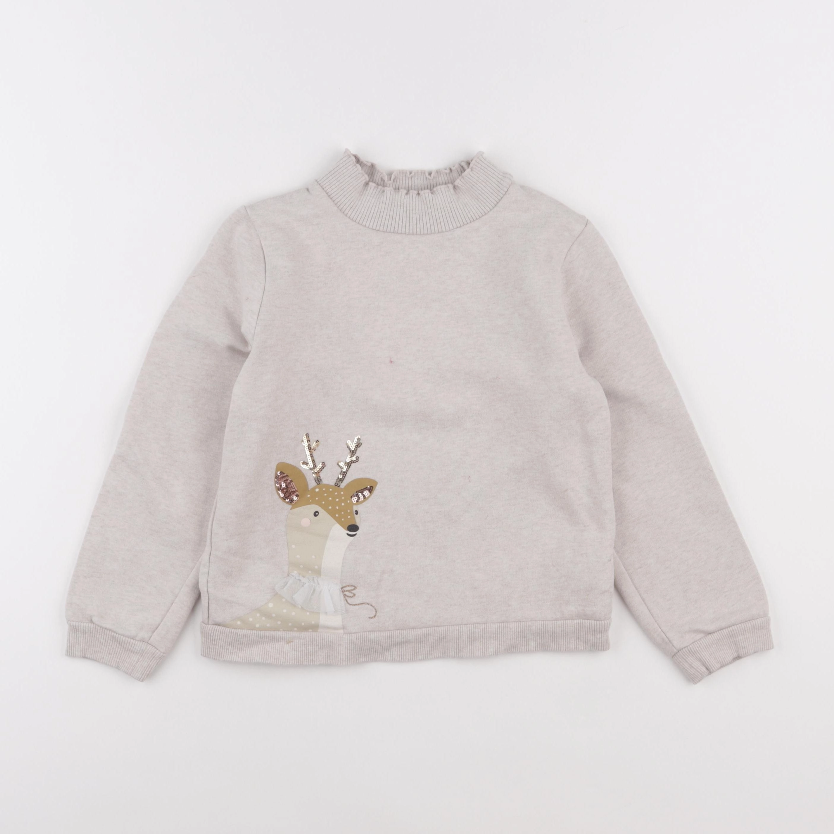 Vertbaudet - sweat beige - 8 ans