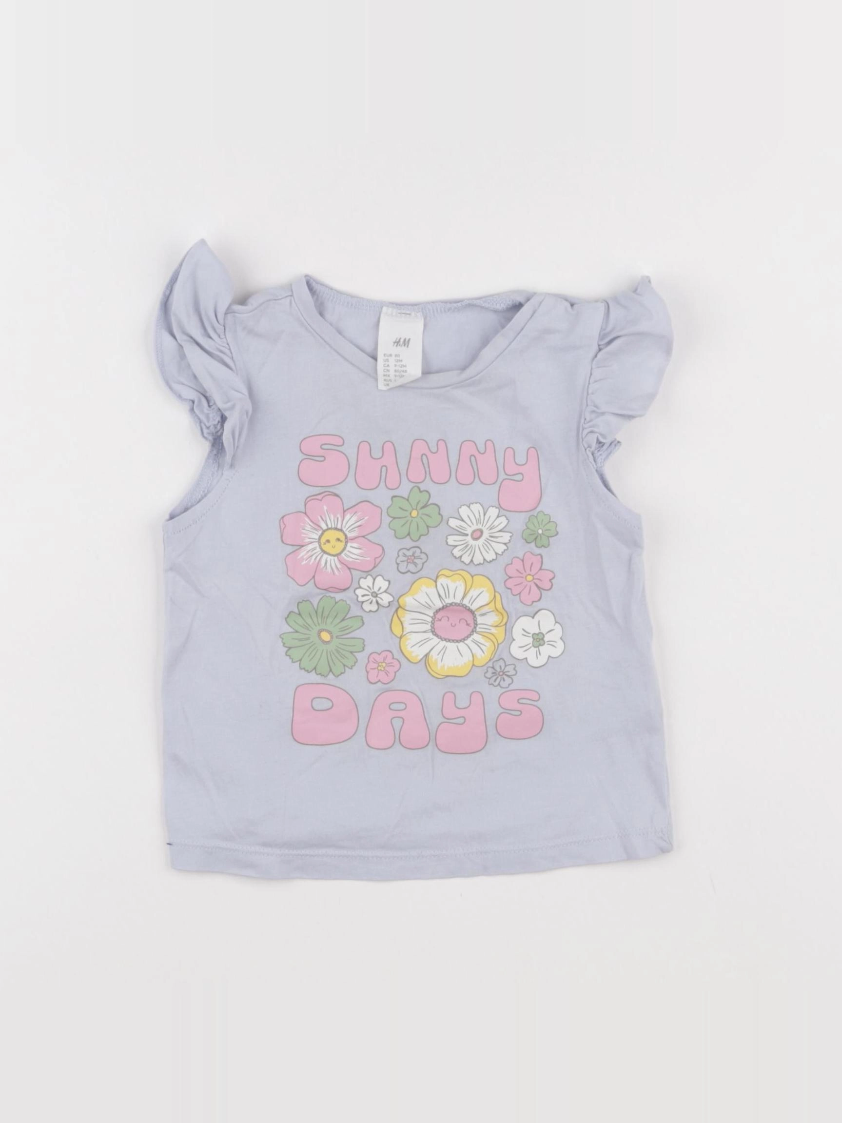 H&M - tee-shirt bleu - 9/12 mois