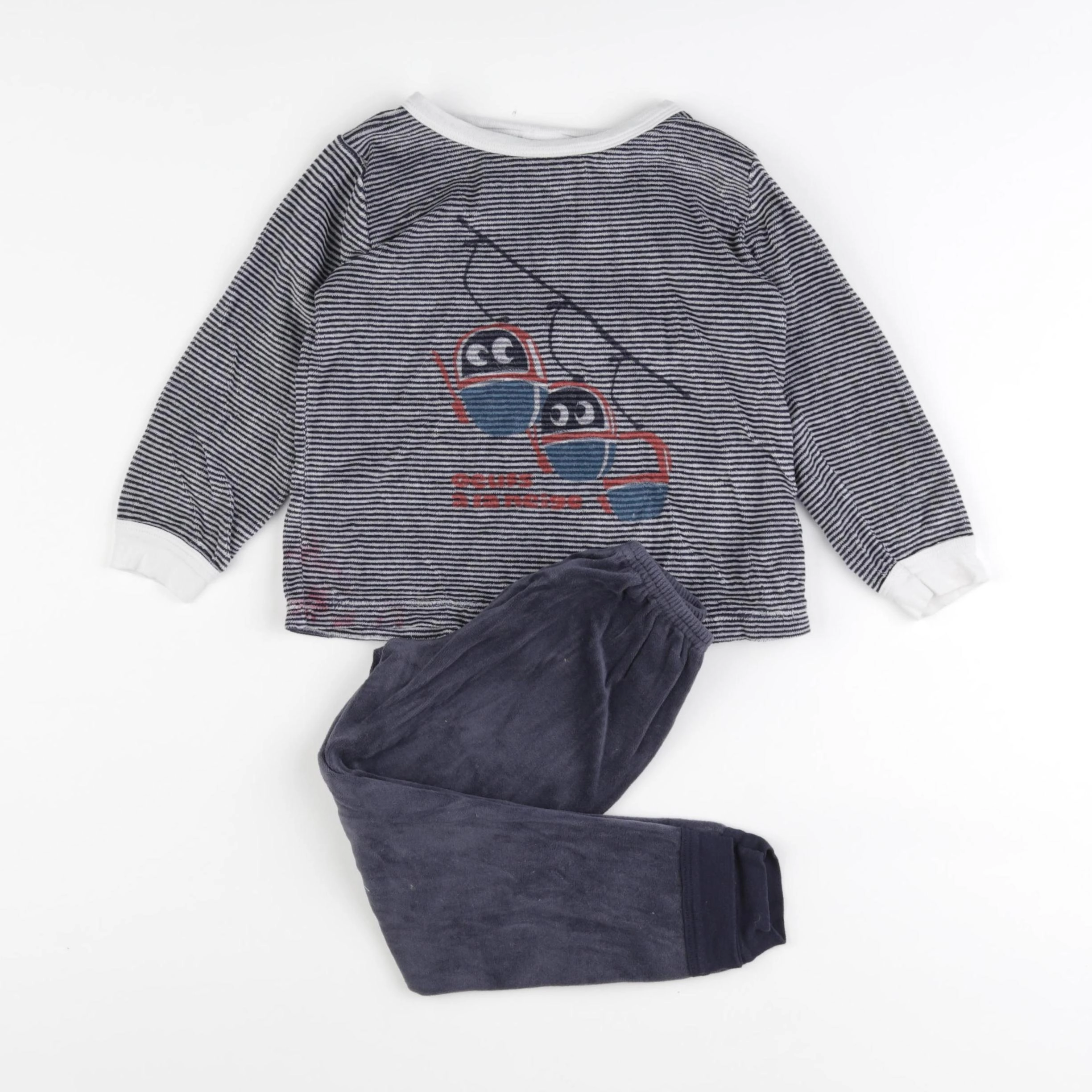 Petit Bateau - pyjama velours bleu - 3 ans