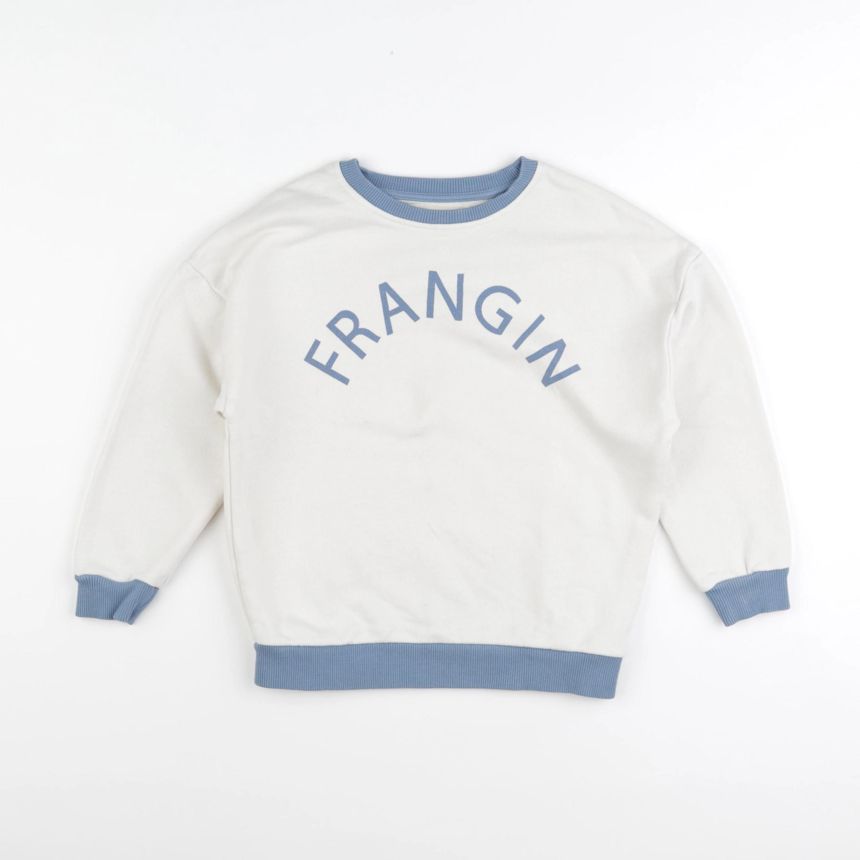 Frangin Frangine - sweat blanc, bleu - 10 ans