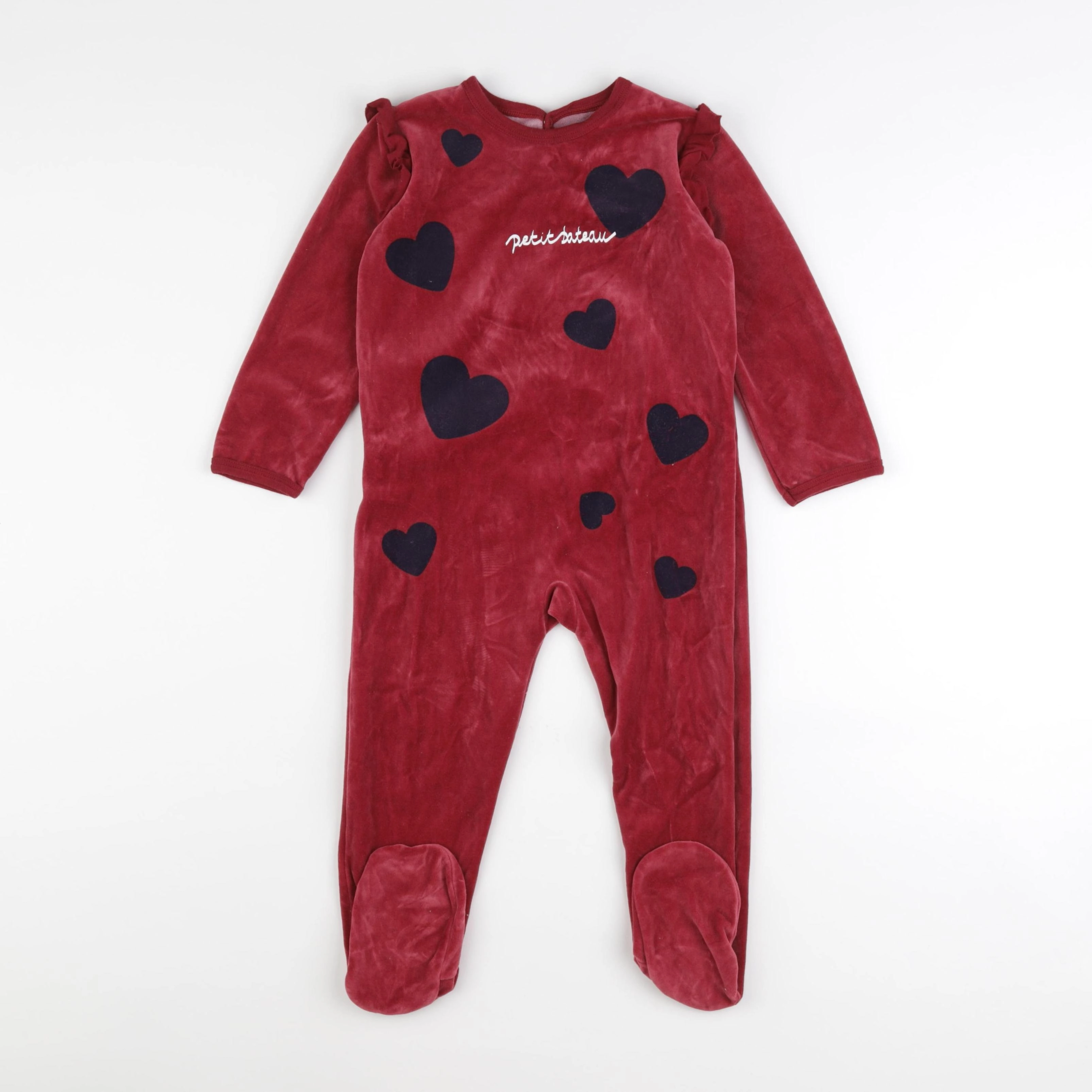 Petit Bateau - pyjama velours rouge - 36 mois