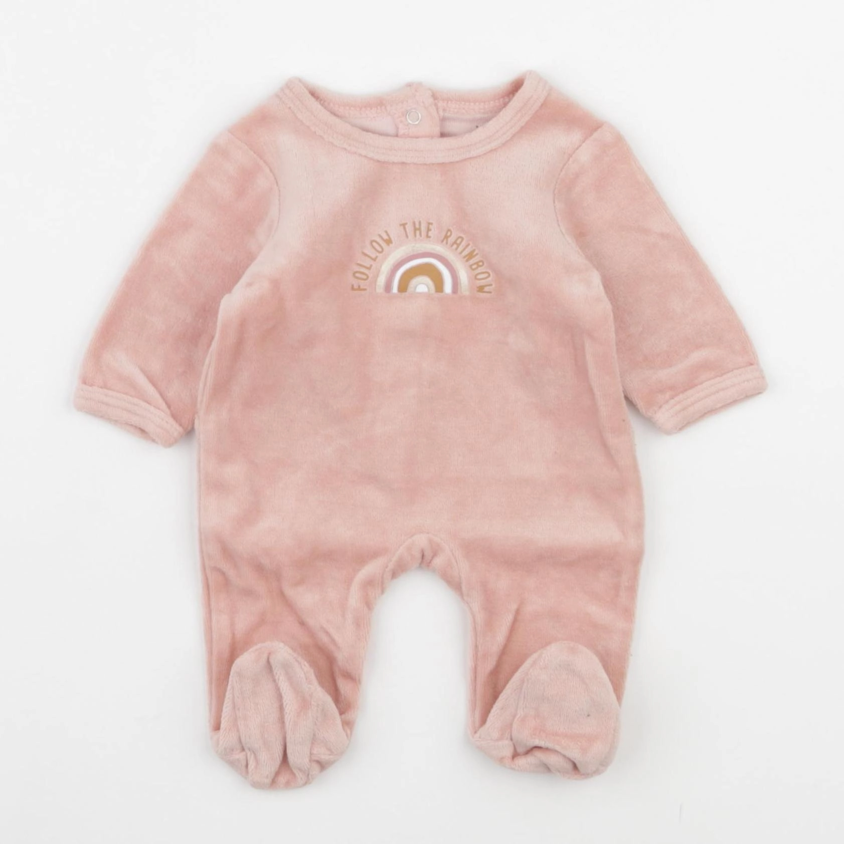 Vertbaudet - pyjama velours rose - 0 mois
