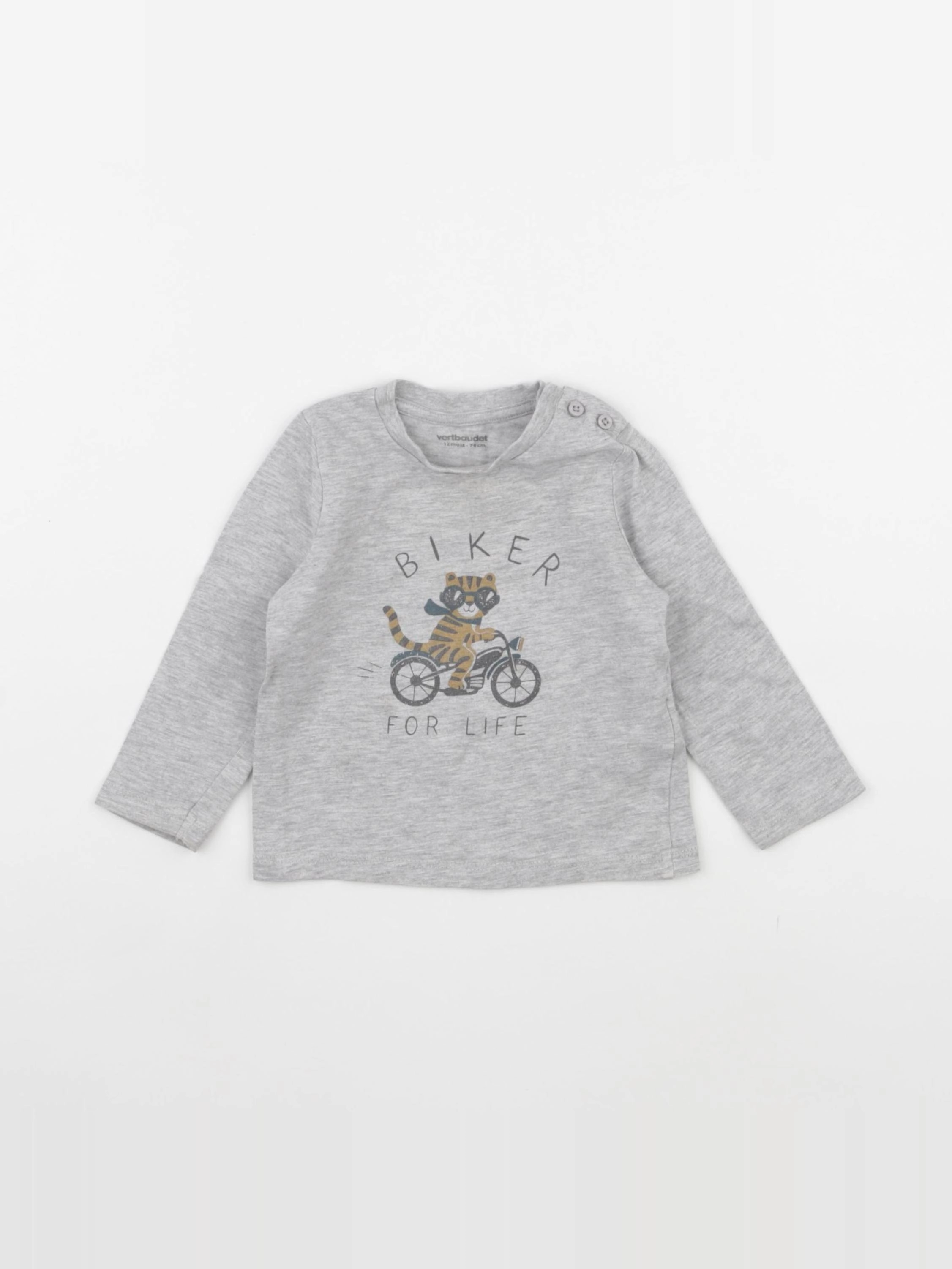 Vertbaudet - tee-shirt gris - 12 mois