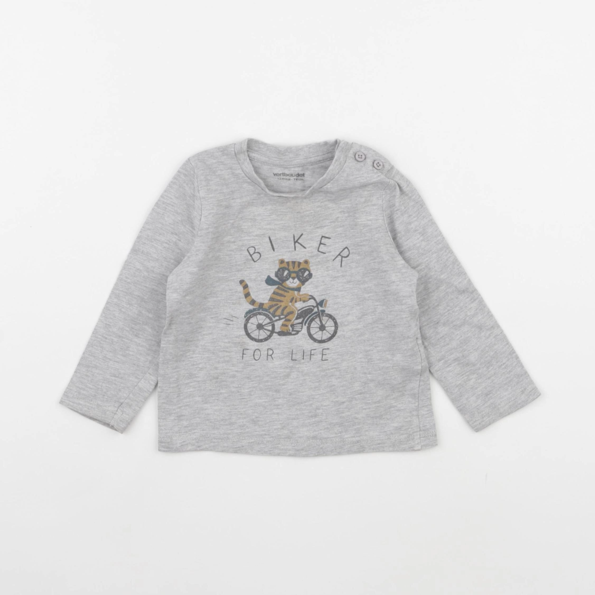 Vertbaudet - tee-shirt gris - 12 mois