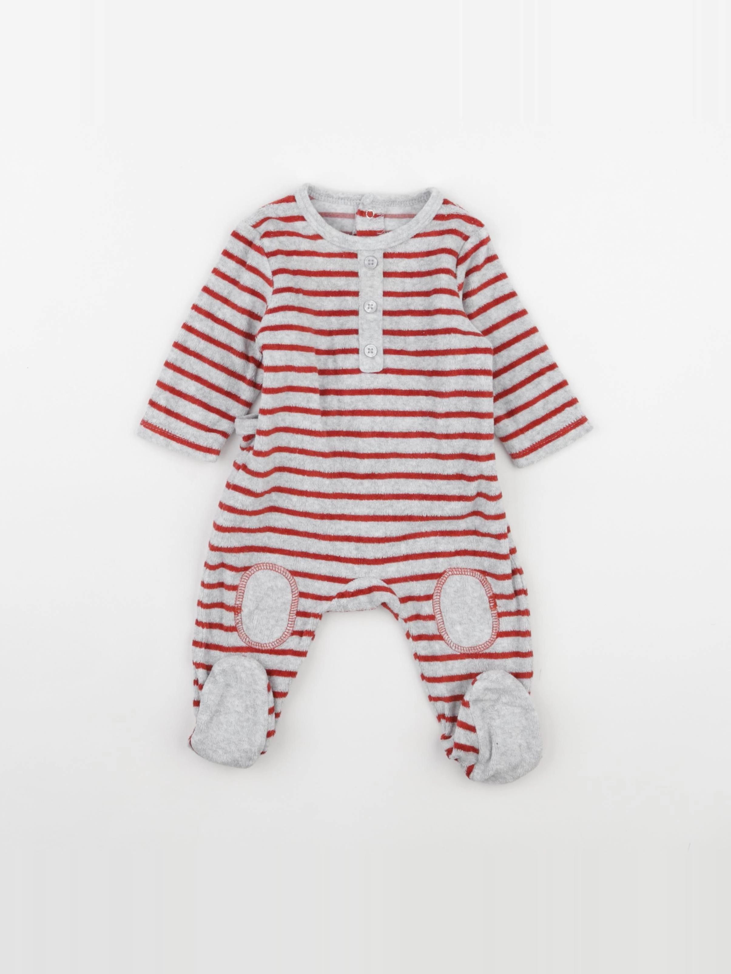 La Redoute - pyjama velours gris, rouge - 3 mois