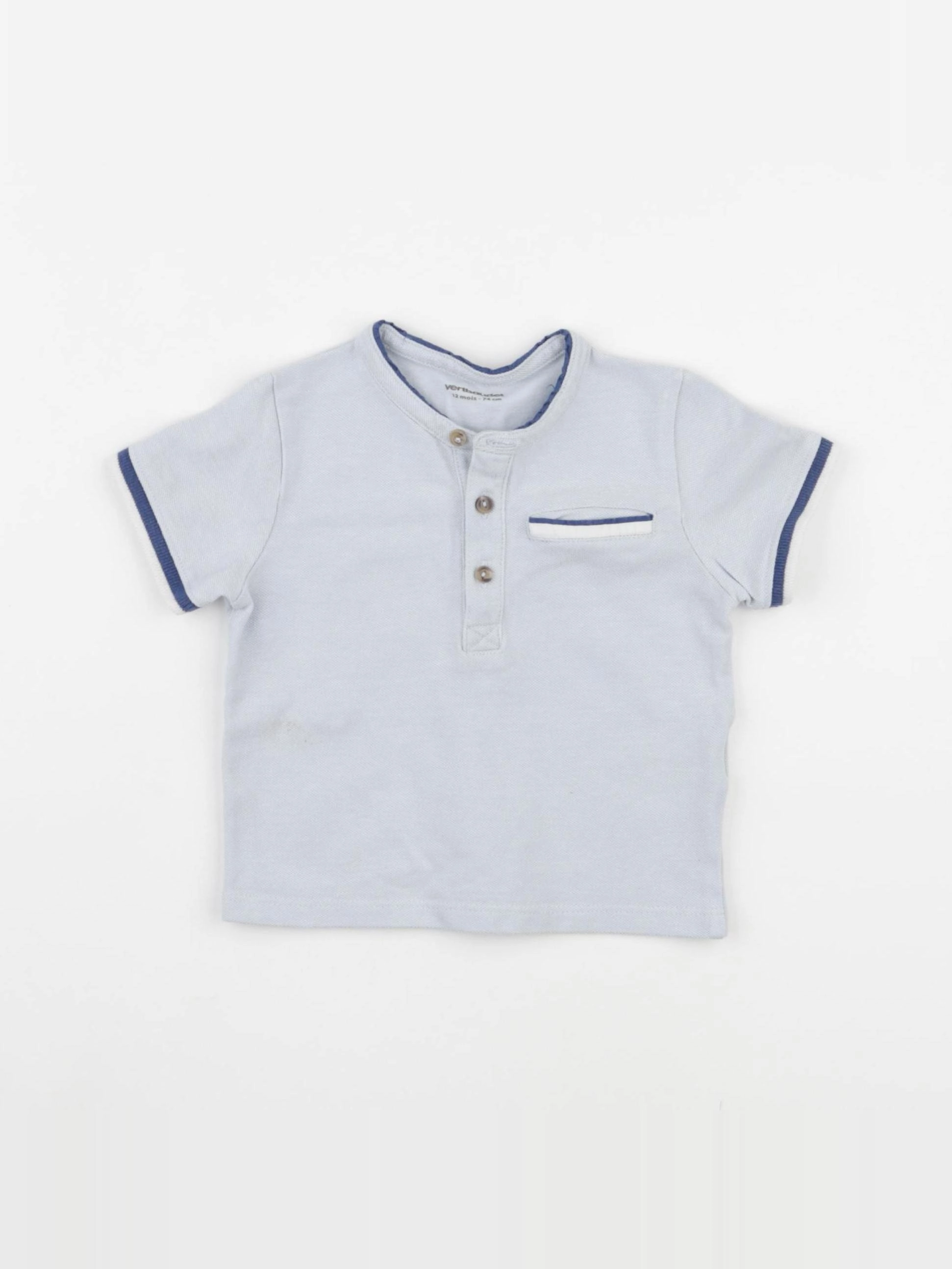 Vertbaudet - polo bleu - 12 mois