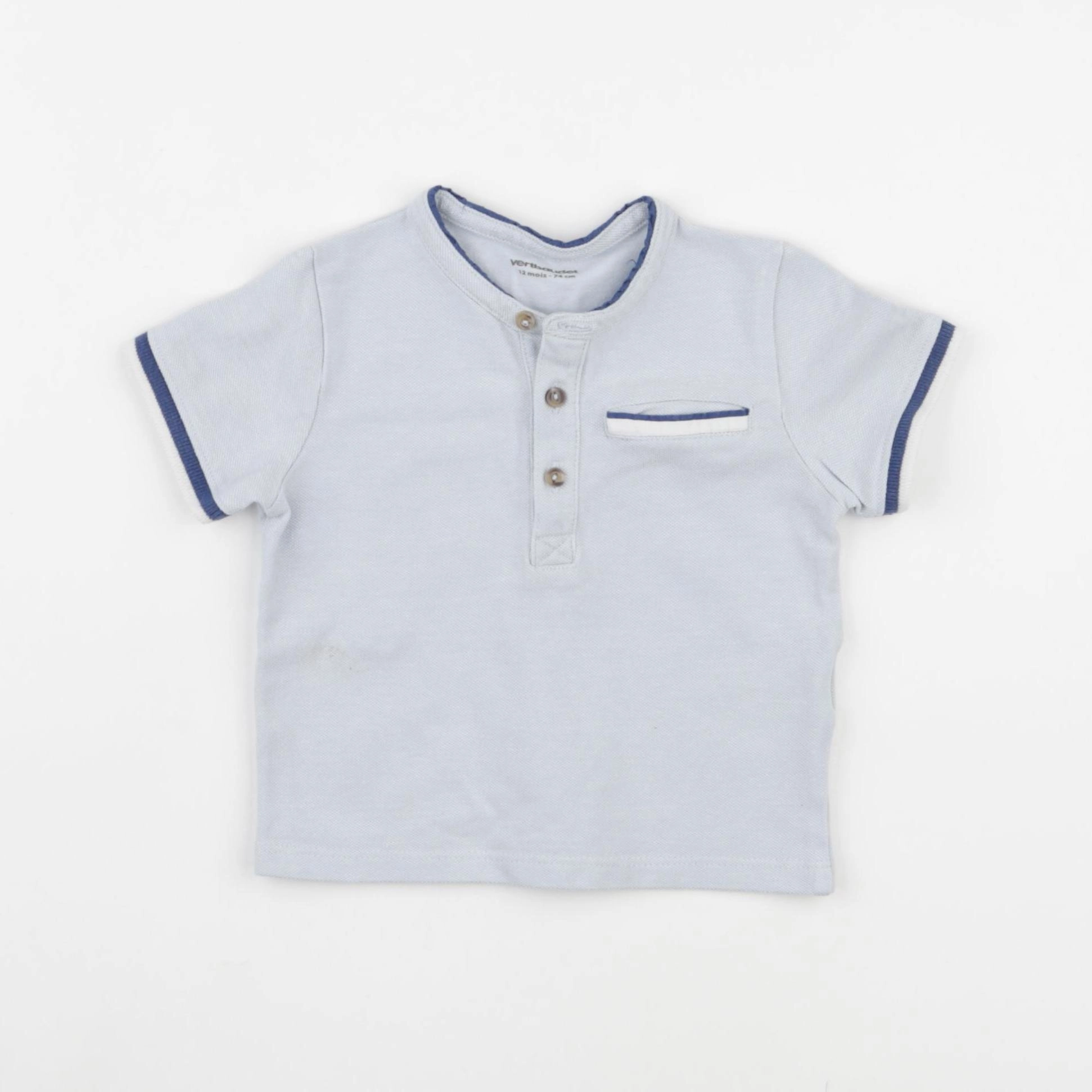 Vertbaudet - polo bleu - 12 mois