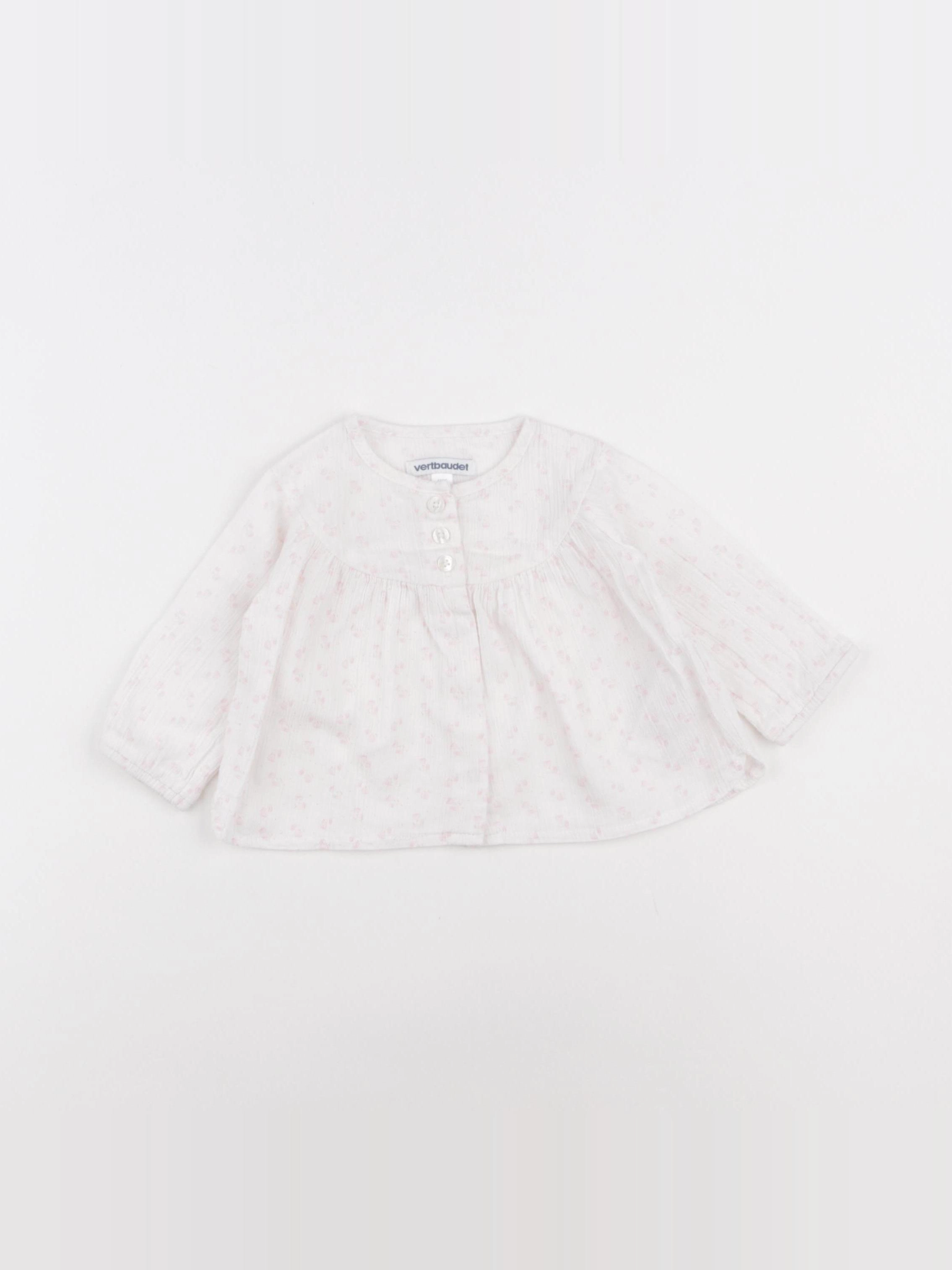 Vertbaudet - blouse blanc, rose - 6 mois