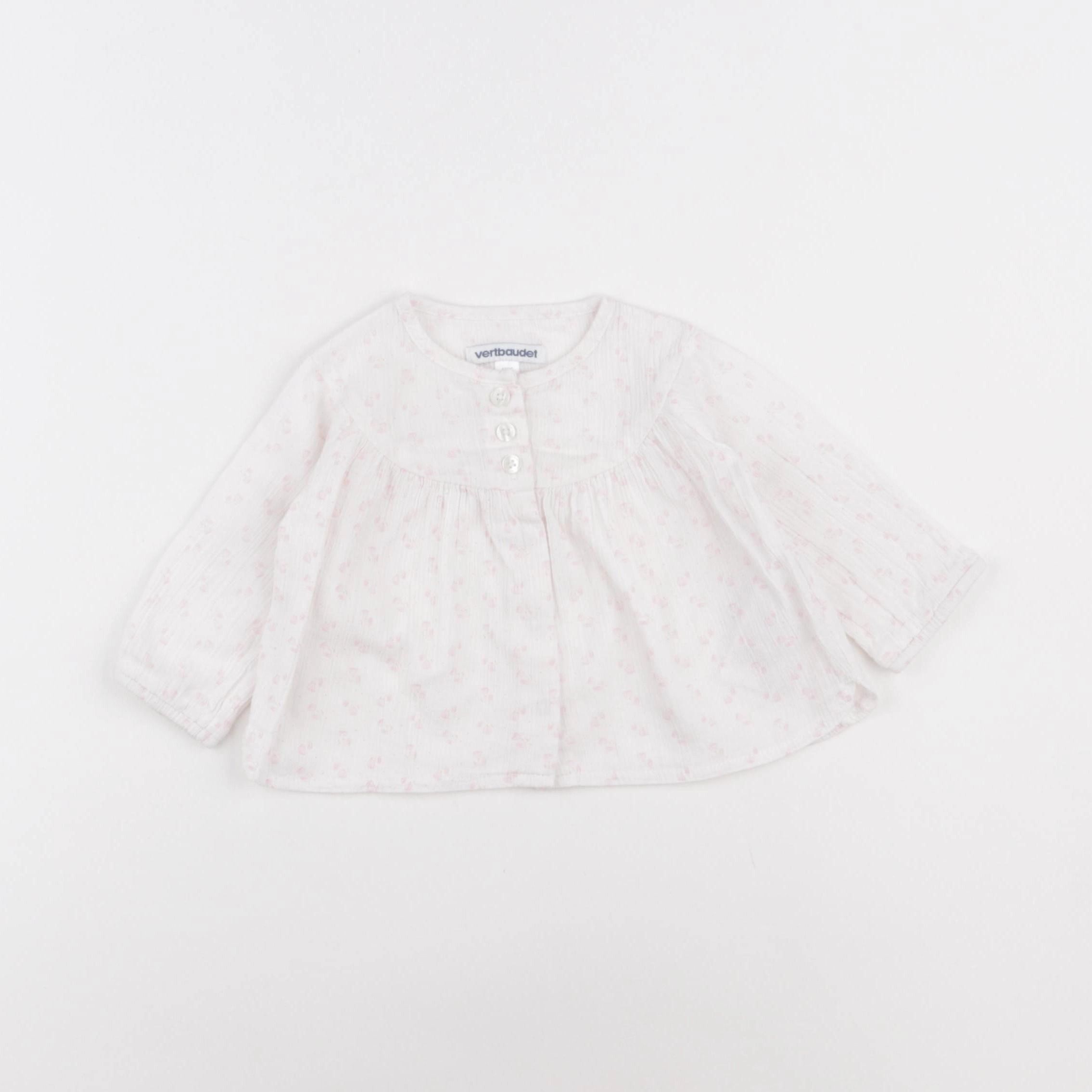 Vertbaudet - blouse blanc, rose - 6 mois